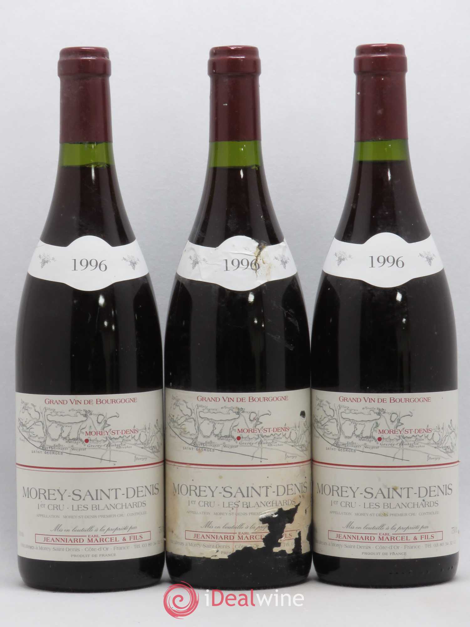 Morey-Saint-Denis 1er Cru Les Blanchards Jeanniard 1996 - Posten von 3 Flaschen - 0