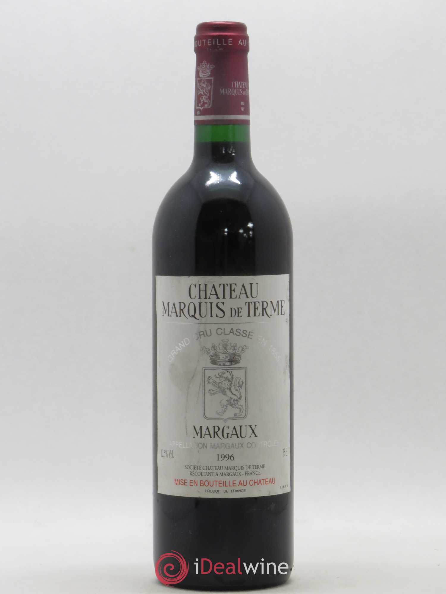 Château Marquis de Terme 4ème Grand Cru Classé 1996 - Lot de 1 bouteille - 0