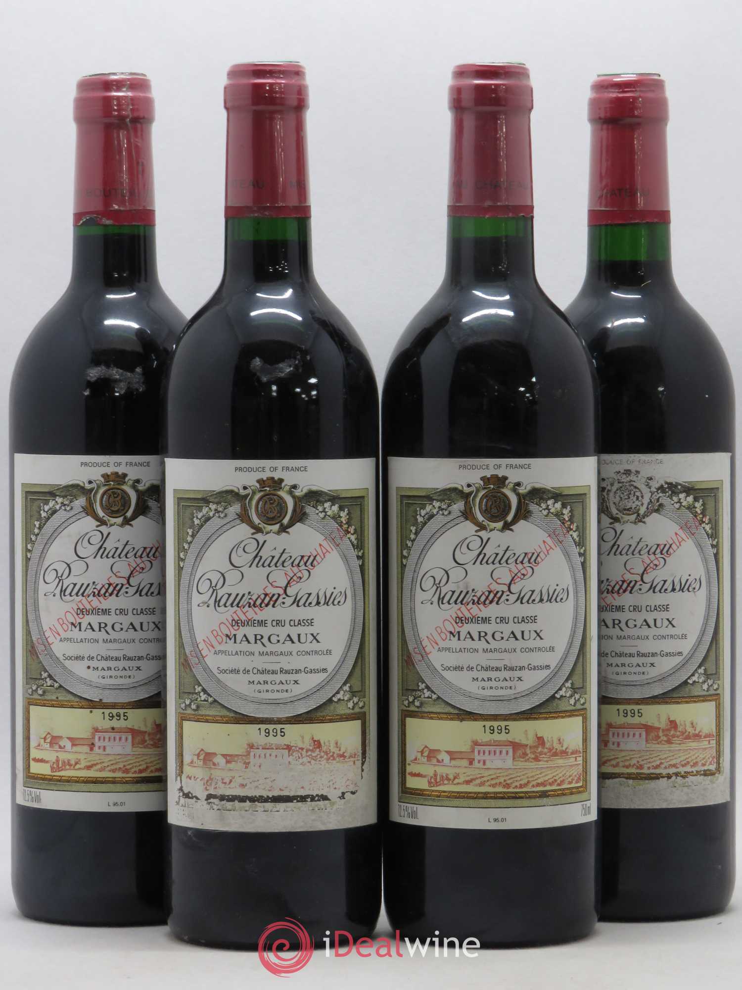 Château Rauzan-Gassies 2ème Grand Cru Classé 1995 - Lot de 4 bouteilles - 0