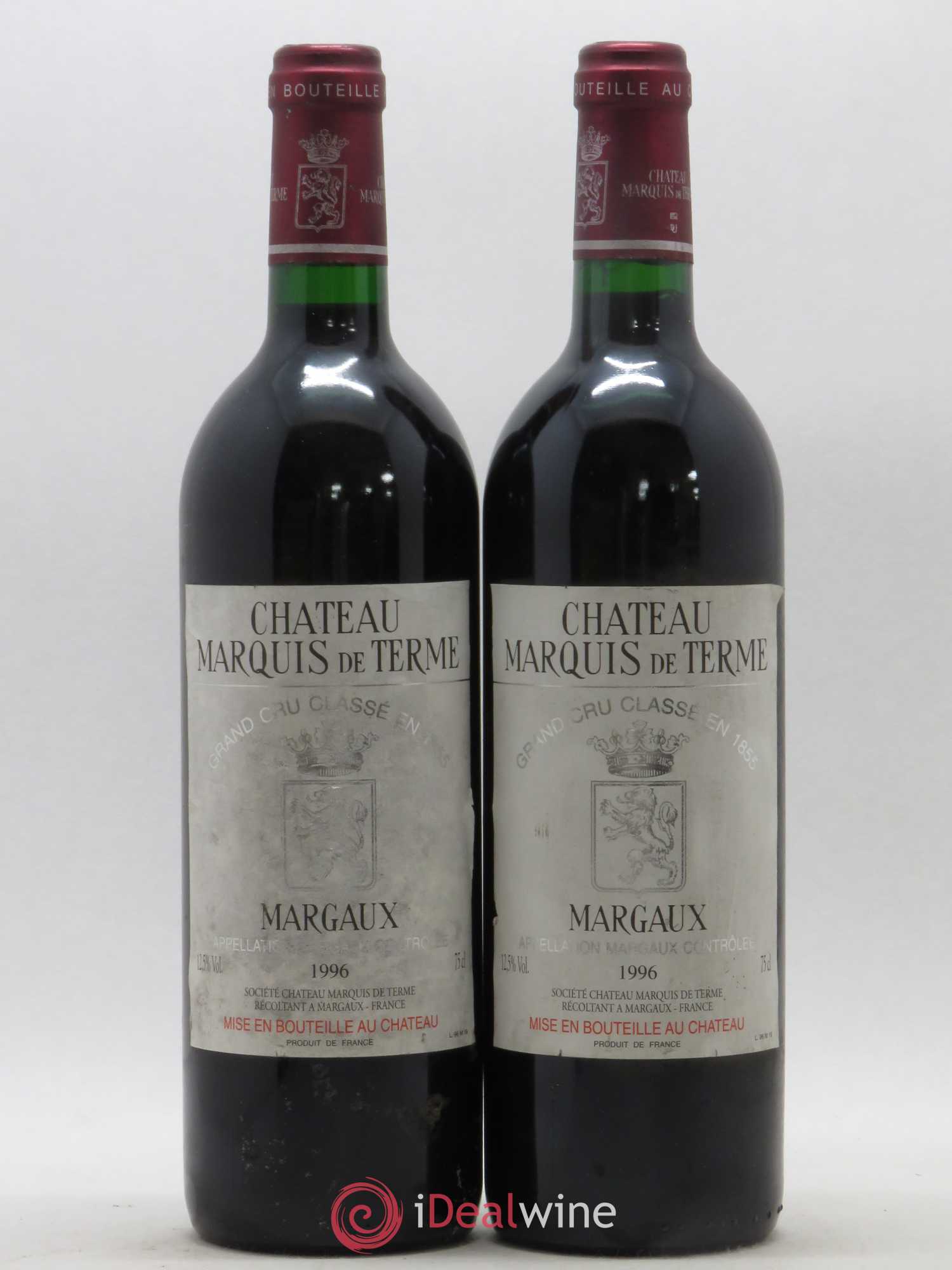 Château Marquis de Terme 4ème Grand Cru Classé 1996 - Lot de 2 bouteilles - 0