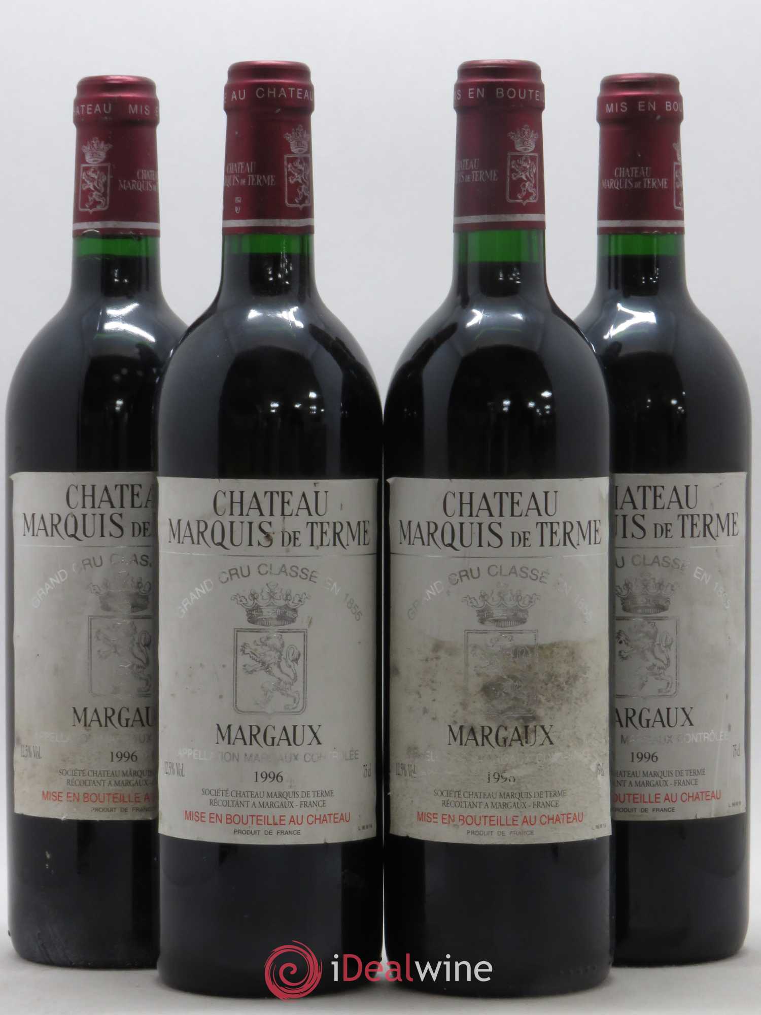 Château Marquis de Terme 4ème Grand Cru Classé 1996 - Lot de 4 bouteilles - 0