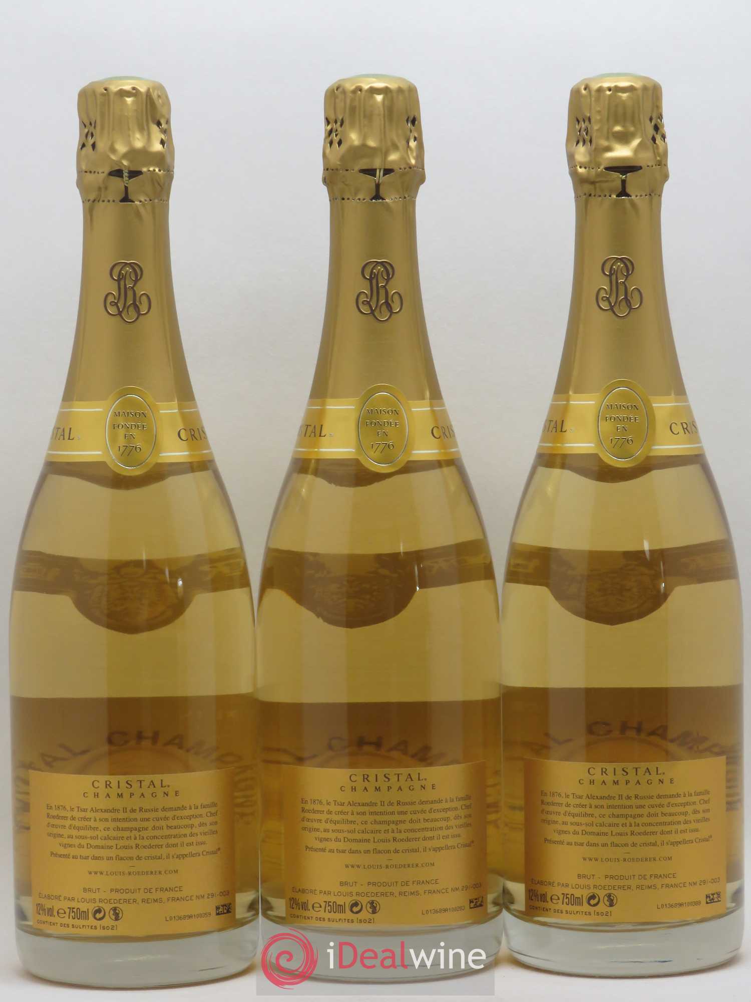 Cristal Louis Roederer 2012 - Lot de 3 bouteilles - 1