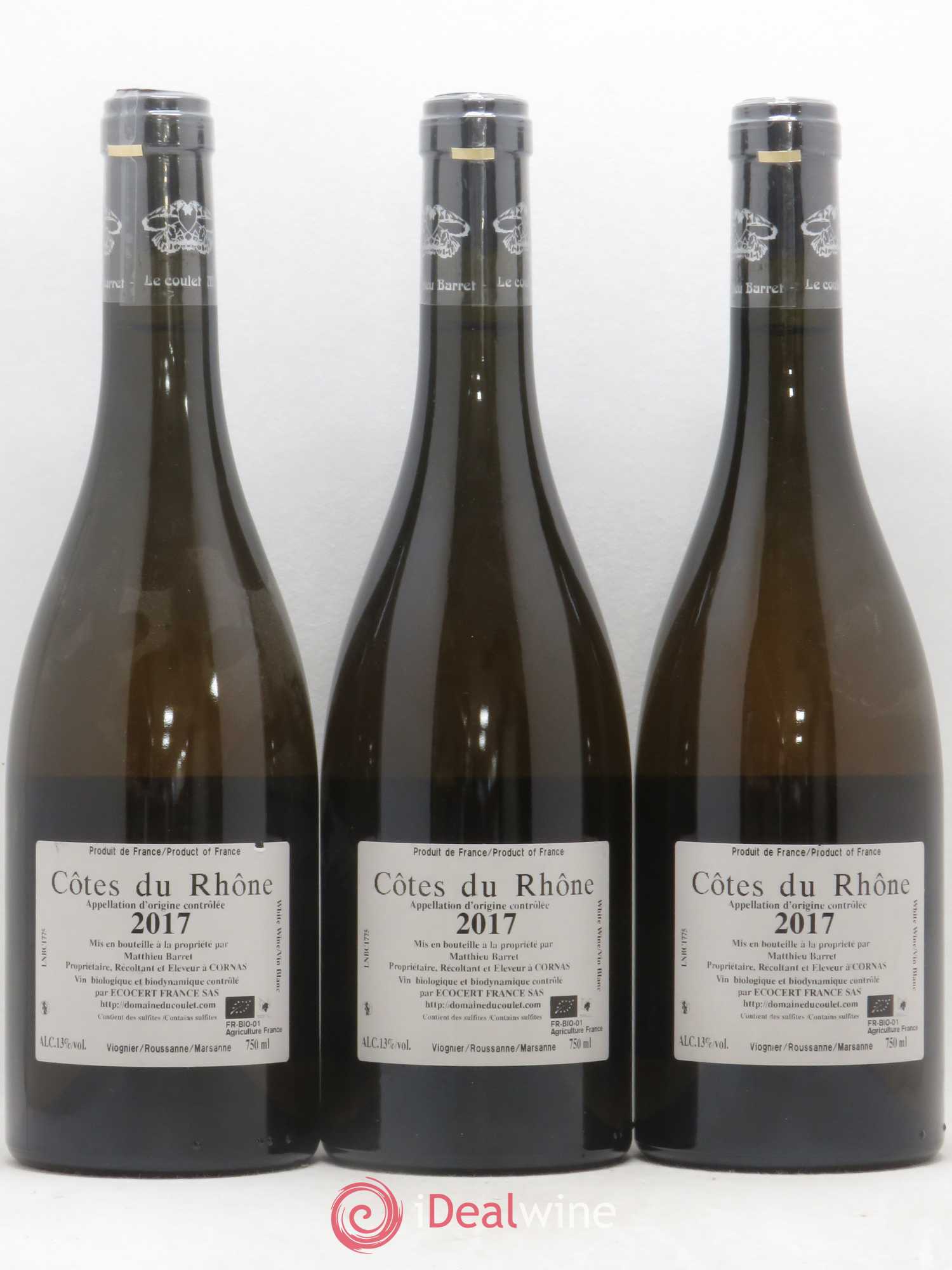 Côtes-du-Rhône Brise Cailloux Coulet (Domaine du) - Matthieu Barret 2017 - Lot de 3 bouteilles - 1