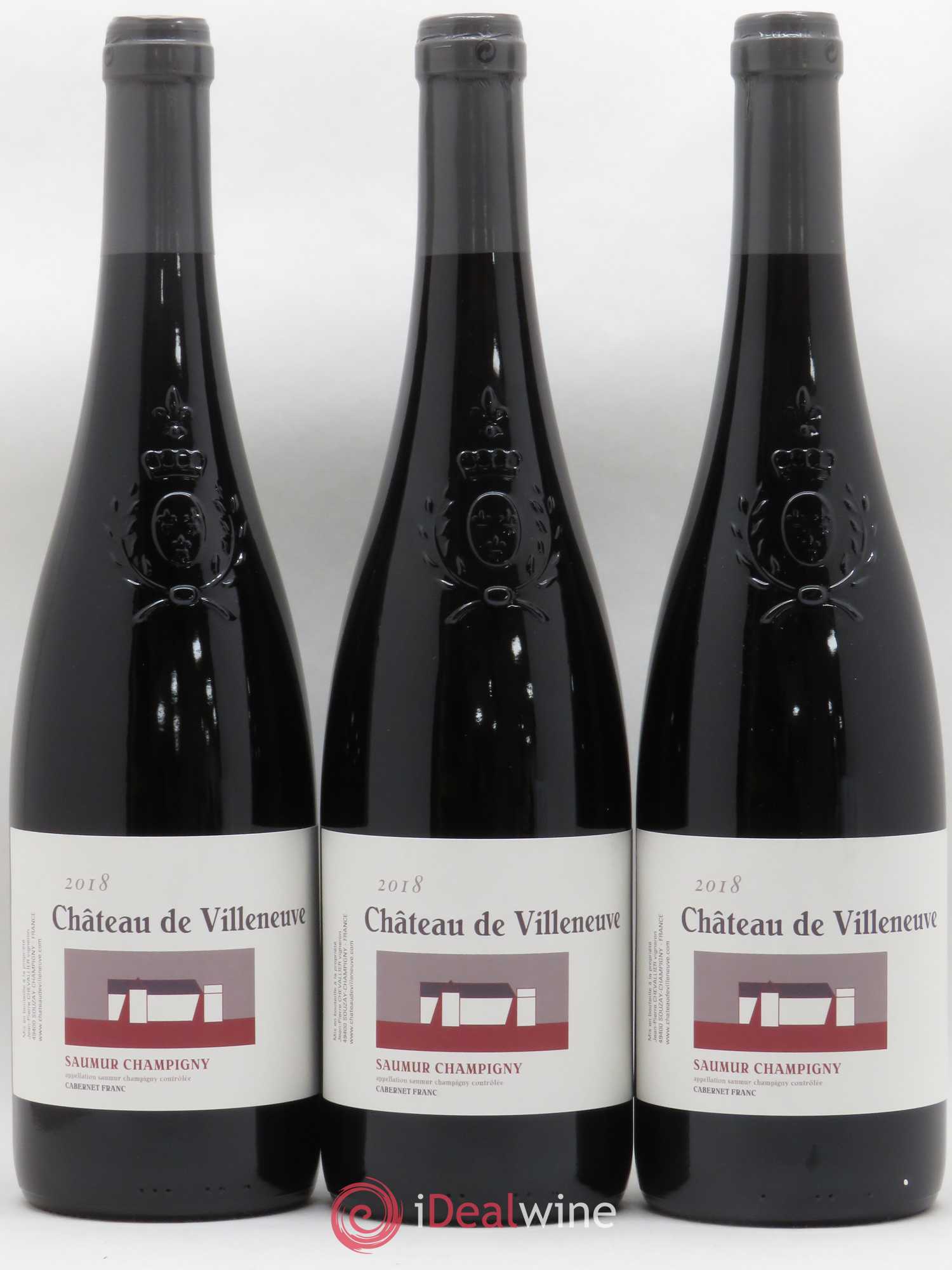 Saumur-Champigny Château de Villeneuve (sans prix de réserve) 2018 - Lot de 3 bouteilles - 0