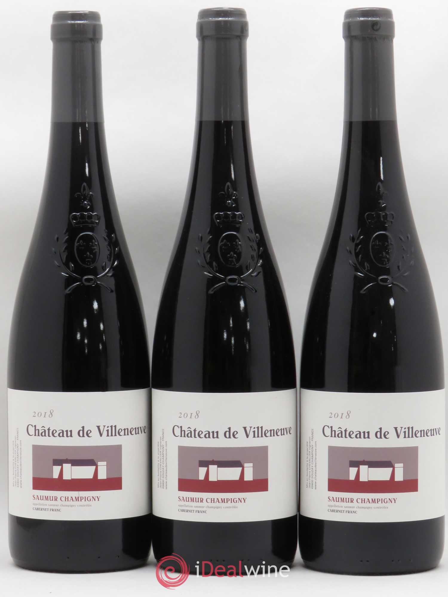Saumur-Champigny Château de Villeneuve (sans prix de réserve) 2018 - Lot de 3 bouteilles - 0