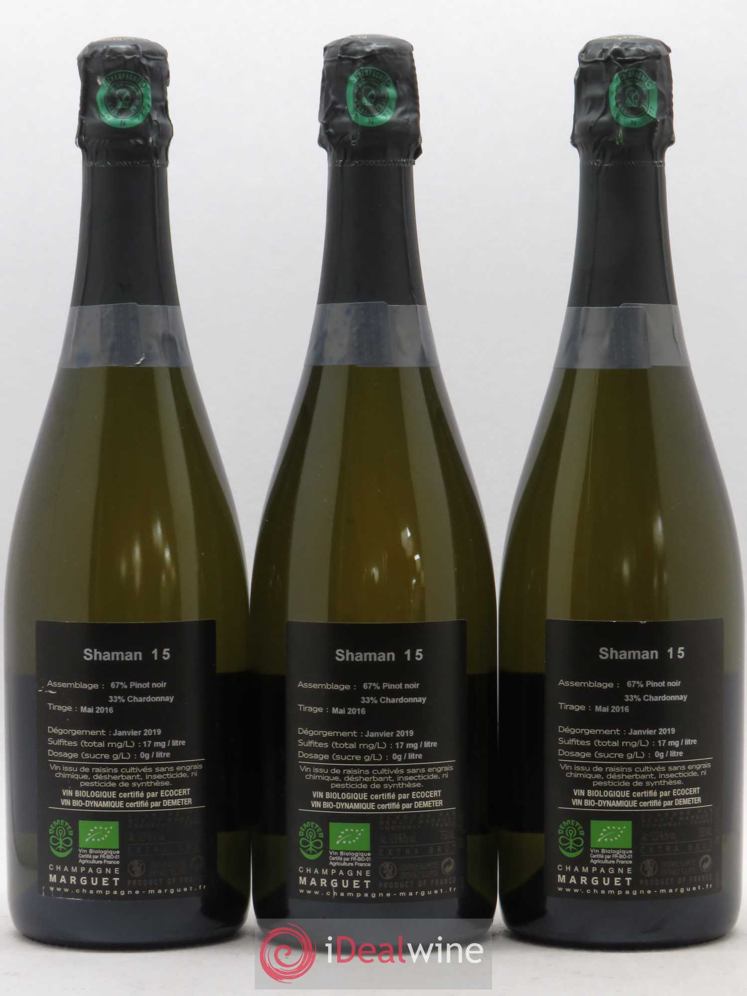 Shaman Grand Cru Brut Nature Marguet - Lot of 3 bottles - 1