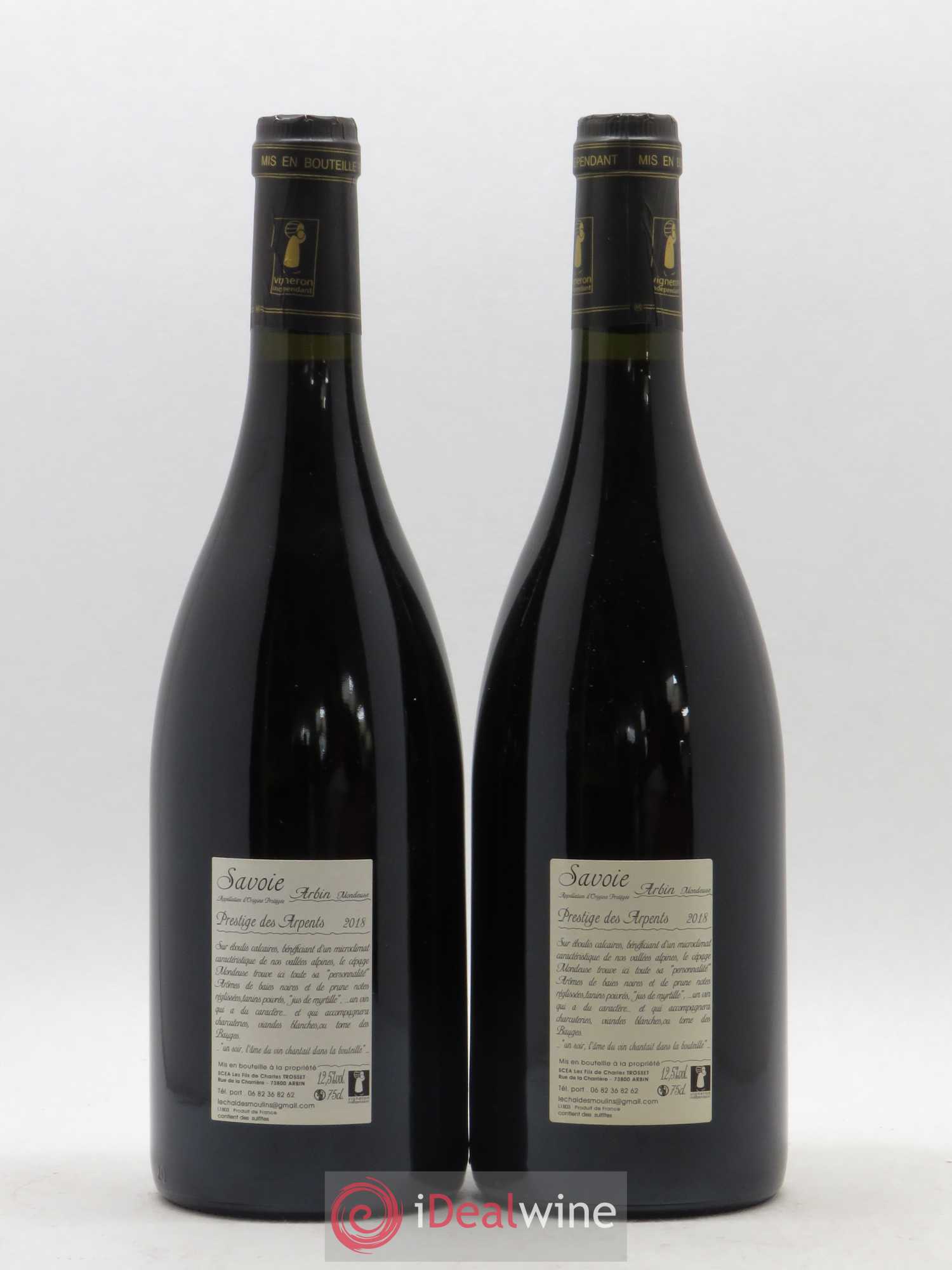 Vin de Savoie Arbin Mondeuse Prestige des Arpents Trosset 2018 - Lotto di 2 bottiglie - 1