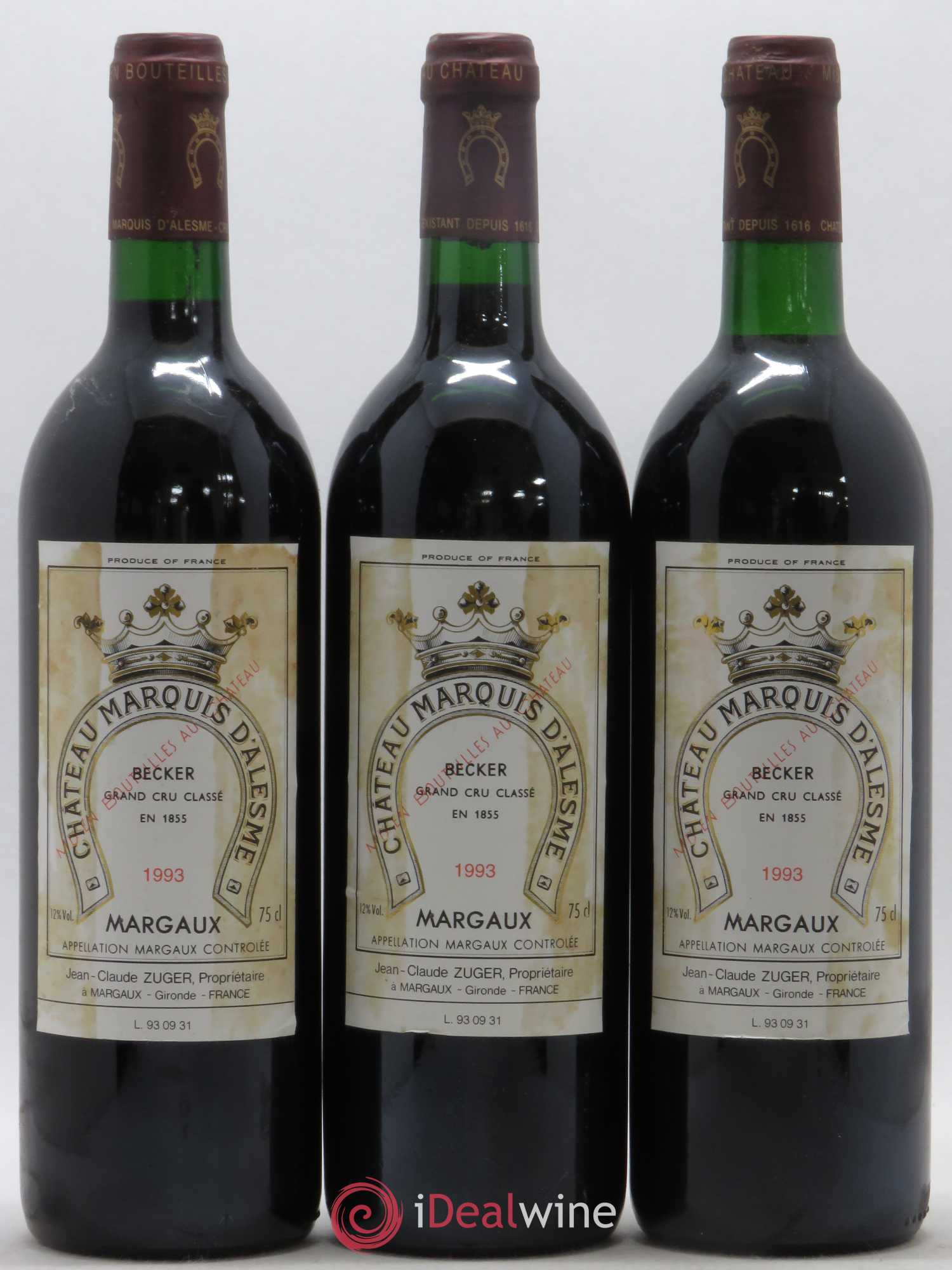 Château Marquis d'Alesme 1993 - Lot de 12 bouteilles - 1