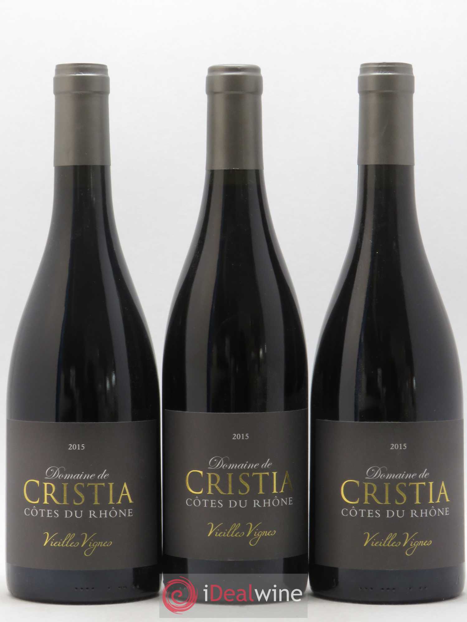 Côtes-du-Rhône Vieilles Vignes Domaine de Cristia (sans prix de réserve) (sans prix de réserve) 2015 - Posten von 3 Flaschen - 0