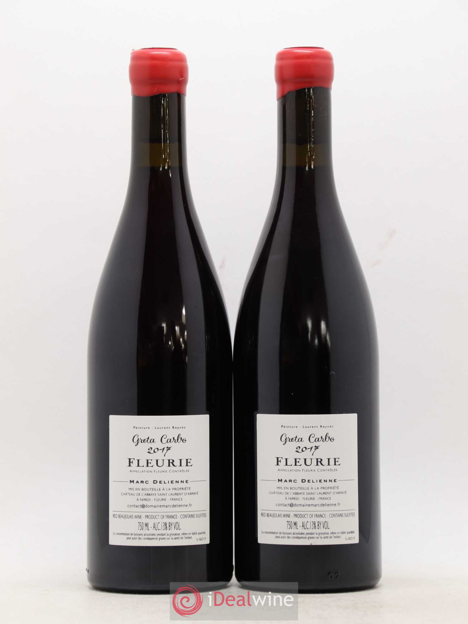 Fleurie Greta Carbo Marc Delienne  (sans prix de réserve) 2017 - Lot de 2 bouteilles - 1