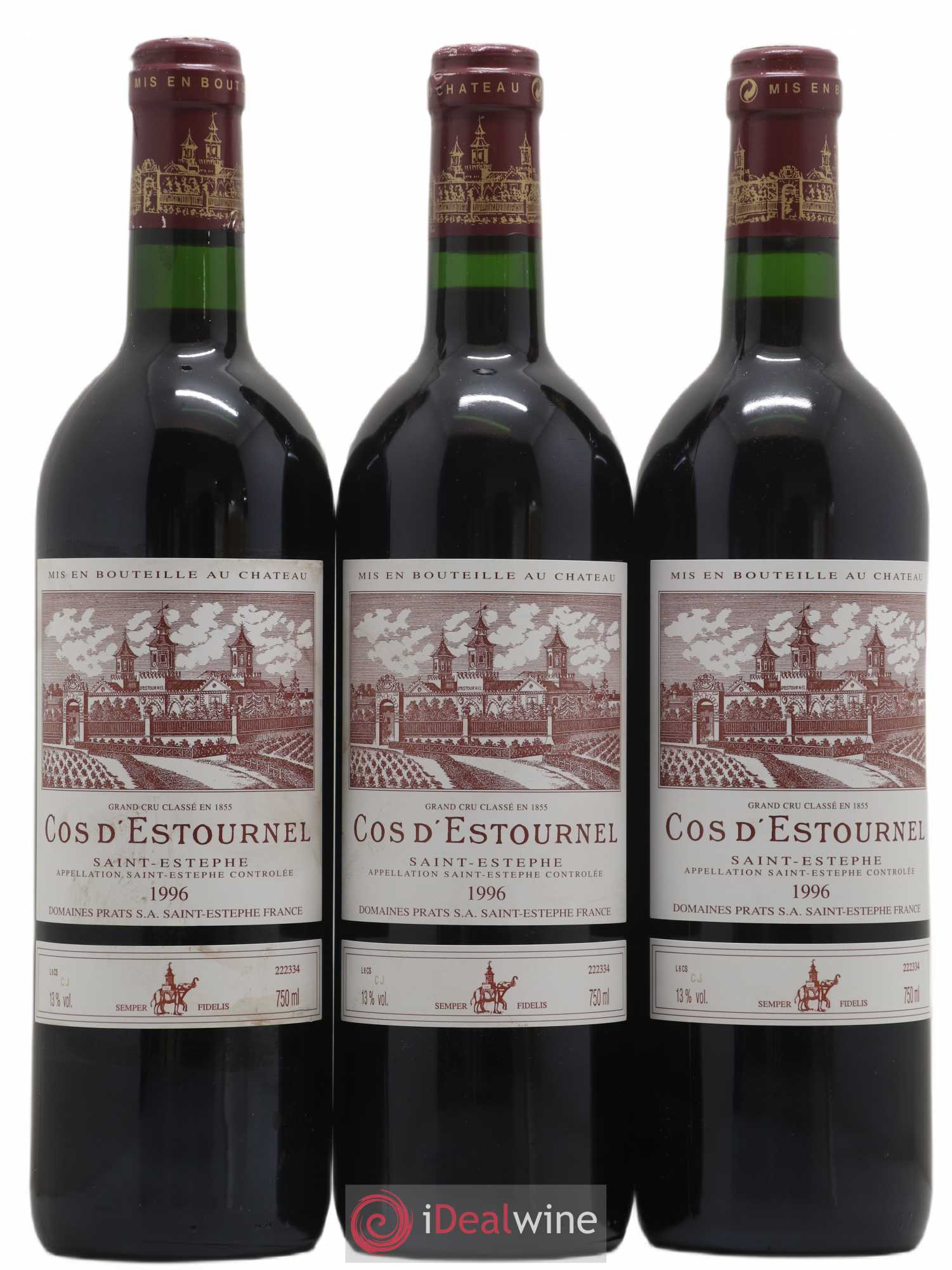 Cos d'Estournel 2ème Grand Cru Classé 1996 - Lot de 3 bouteilles - 0