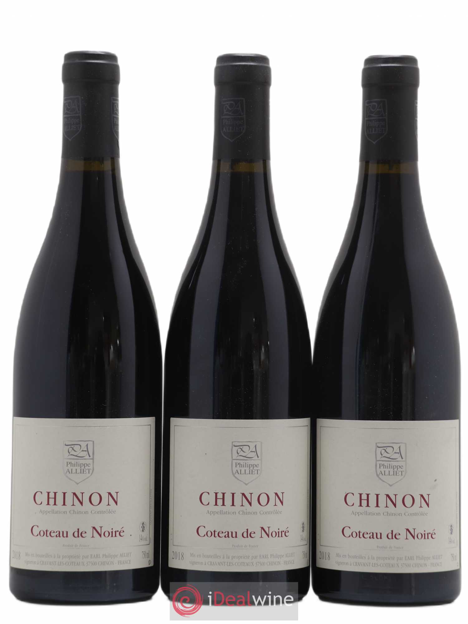 Chinon Coteau de Noiré Philippe Alliet (sans prix de réserve) 2018 - Lot de 3 bouteilles - 0