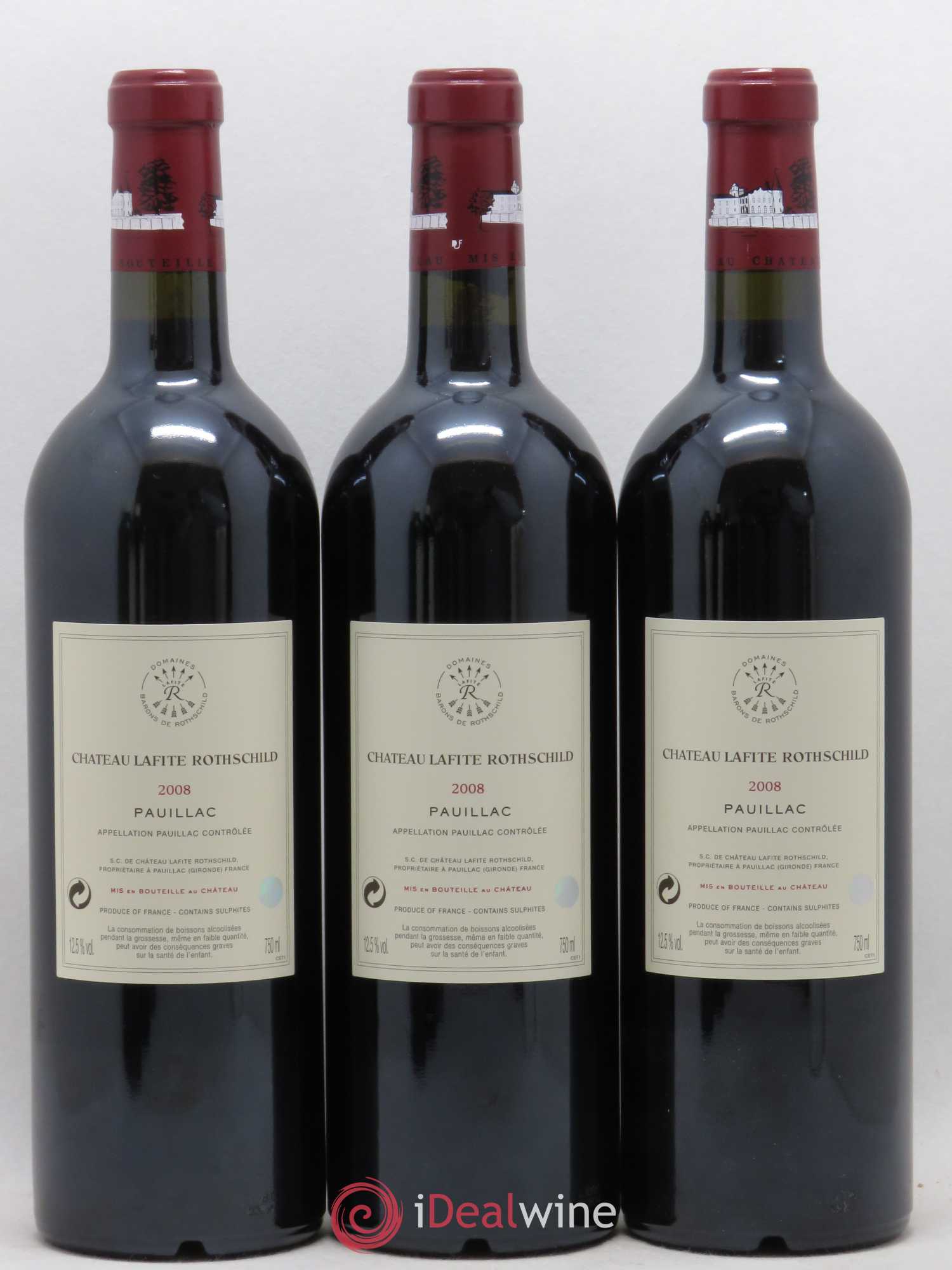 Château Lafite Rothschild 1er Grand Cru Classé 2008 - Lot de 3 bouteilles - 1