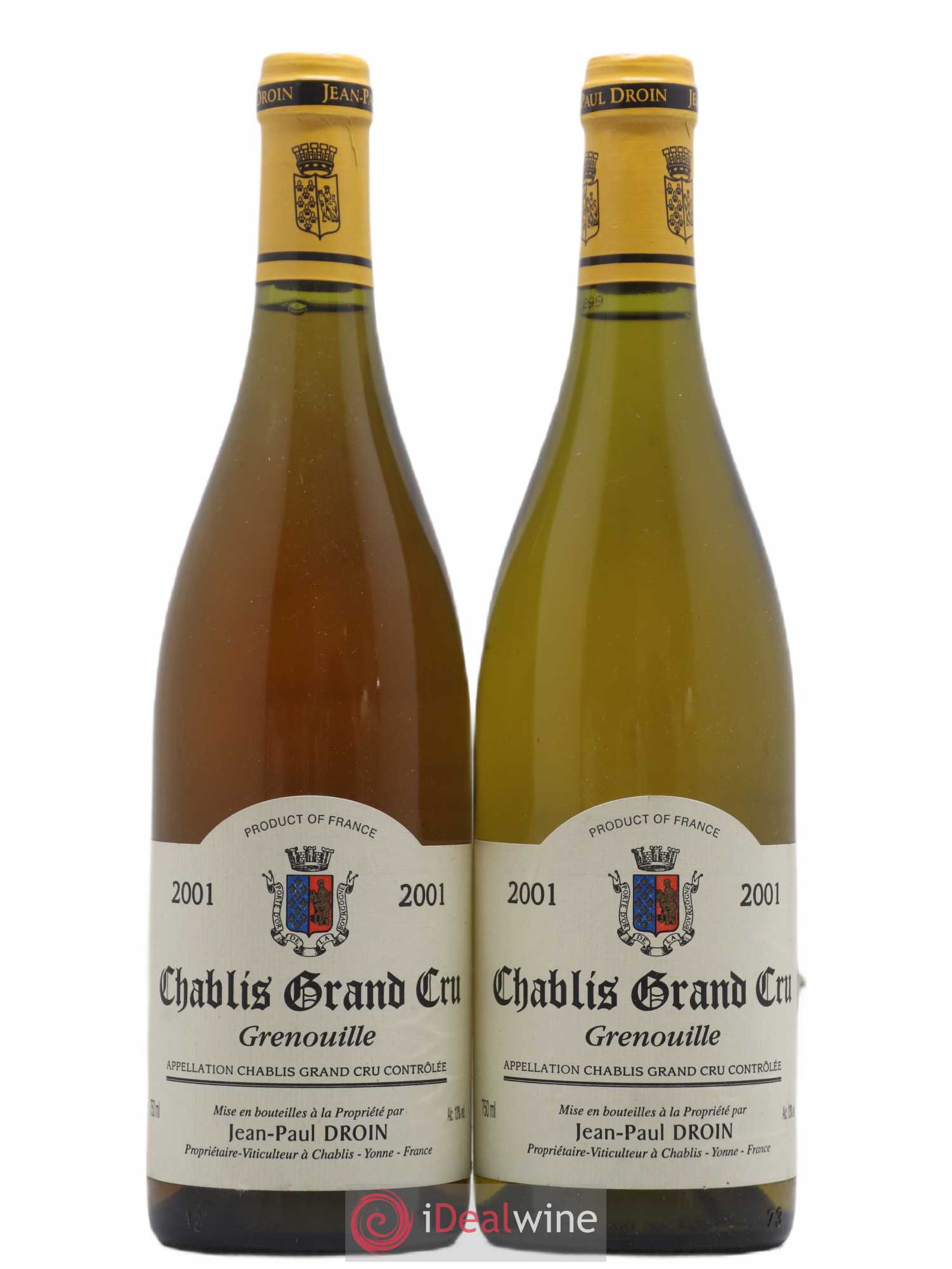 Chablis Grand Cru Grenouilles Jean-Paul & Benoît Droin (Domaine) (sans prix de réserve) 2001 - Lot de 2 bouteilles - 0