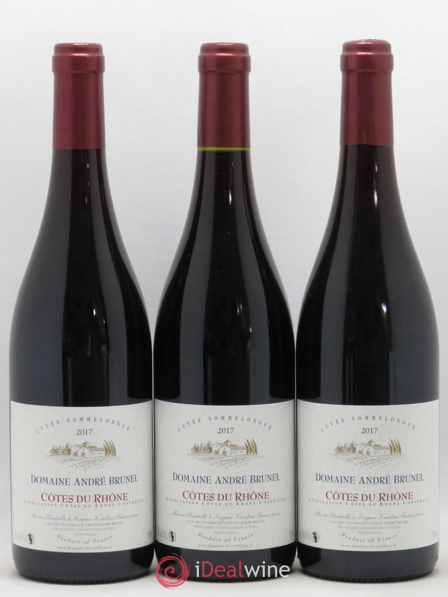Côtes-du-Rhône Sommelongue André Brunel (sans prix de réserve) (sans prix de réserve) 2017 - Lot de 3 bouteilles - 0