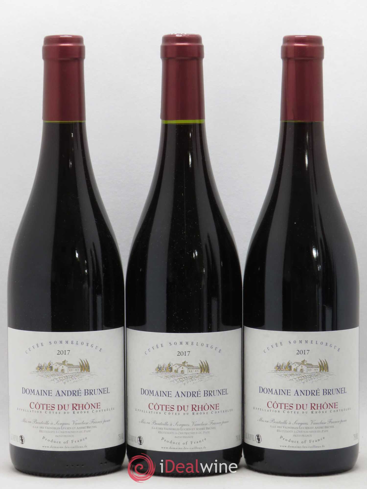 Côtes-du-Rhône Sommelongue André Brunel (sans prix de réserve) (sans prix de réserve) 2017 - Lot de 3 bouteilles - 0