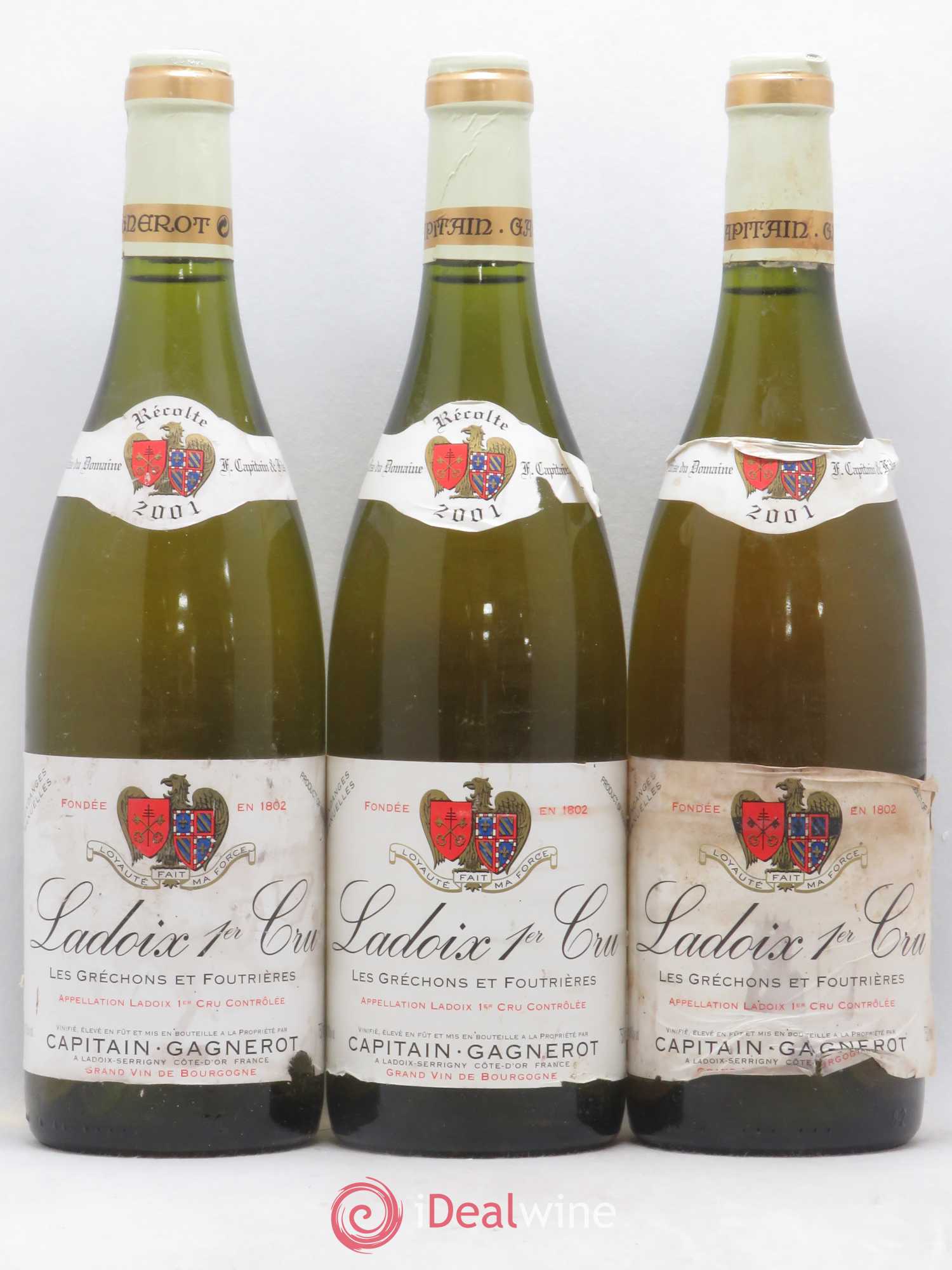 Ladoix 1er Cru Les Grechons et Foutrieres Capitain Gagnerot (sans prix de réserve) 2001 - Posten von 3 Flaschen - 0