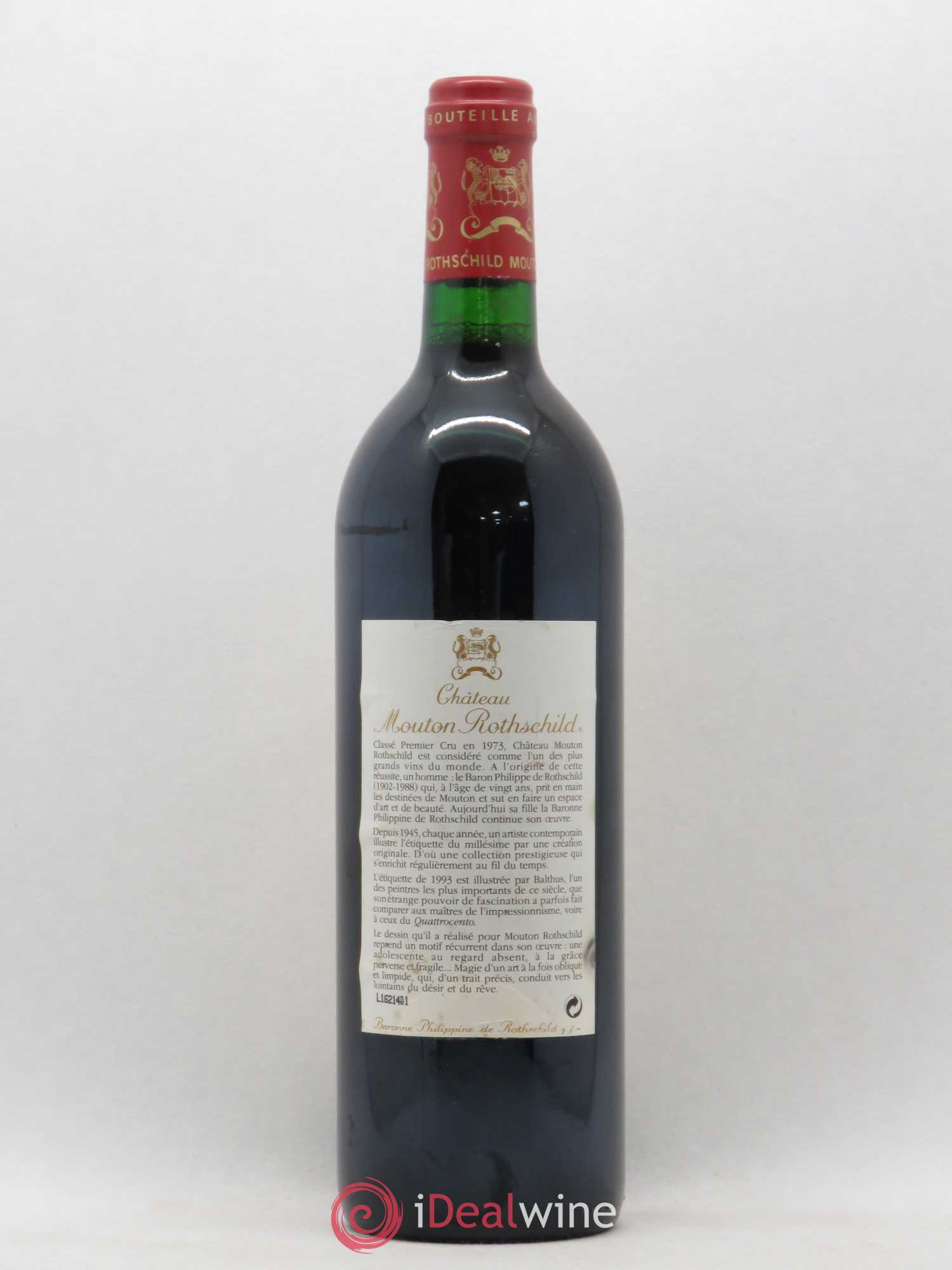 Château Mouton Rothschild 1er Grand Cru Classé 1993 - Lot de 1 bouteille - 1