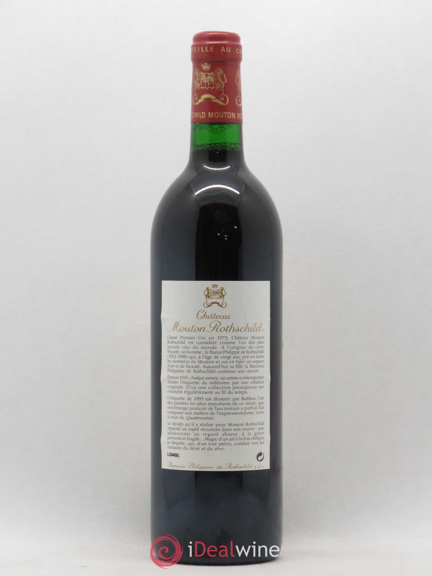 Château Mouton Rothschild 1er Grand Cru Classé 1993 - Lot de 1 bouteille - 1