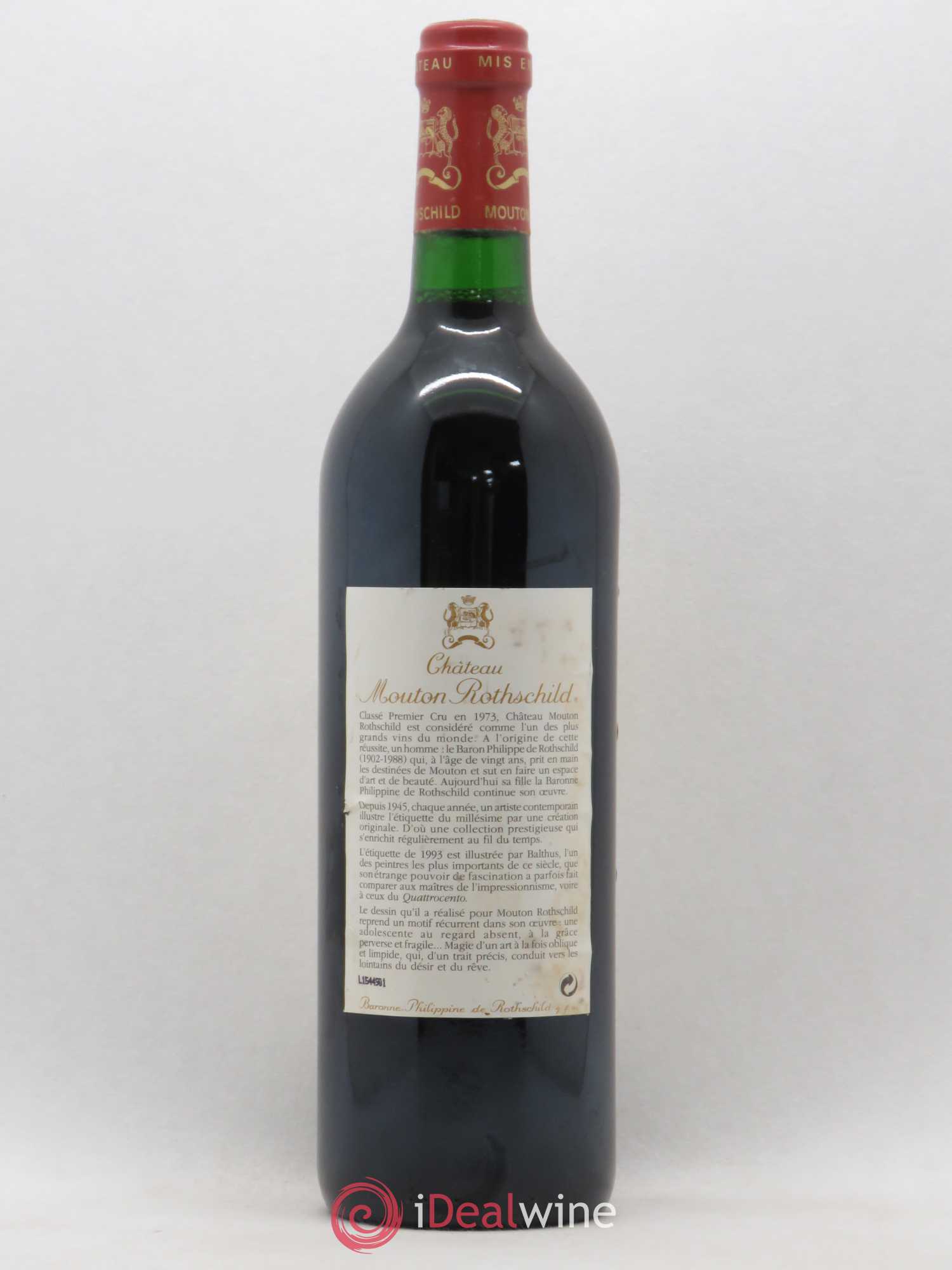 Château Mouton Rothschild 1er Grand Cru Classé 1993 - Lot de 1 bouteille - 1