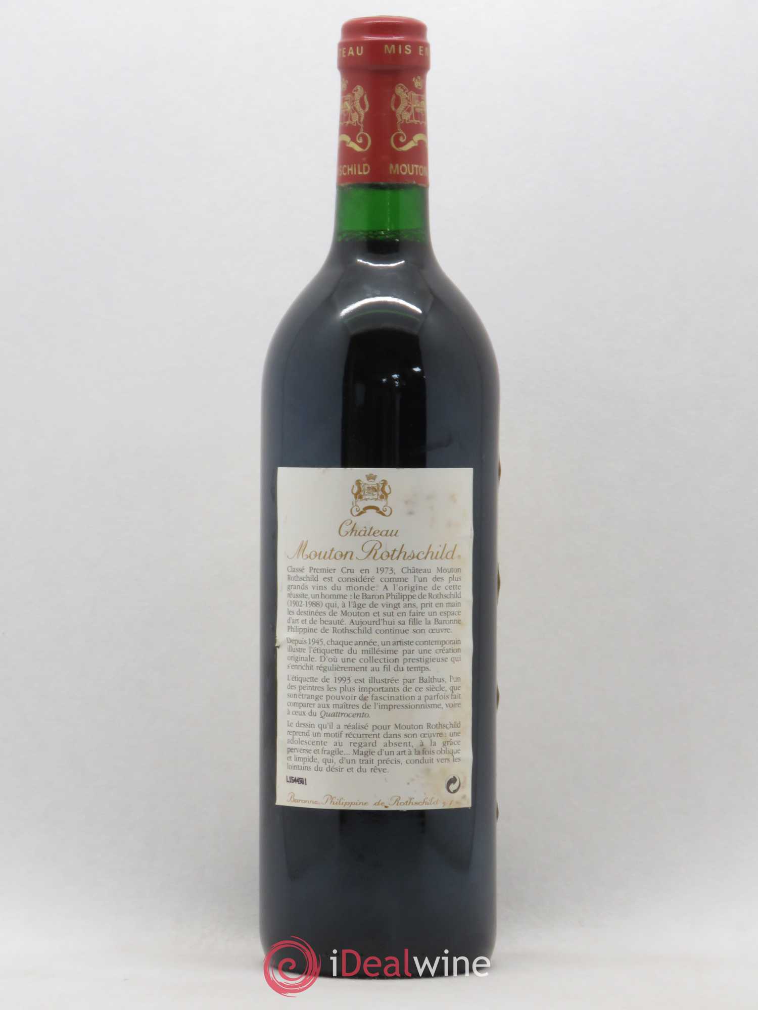 Château Mouton Rothschild 1er Grand Cru Classé 1993 - Lot de 1 bouteille - 1