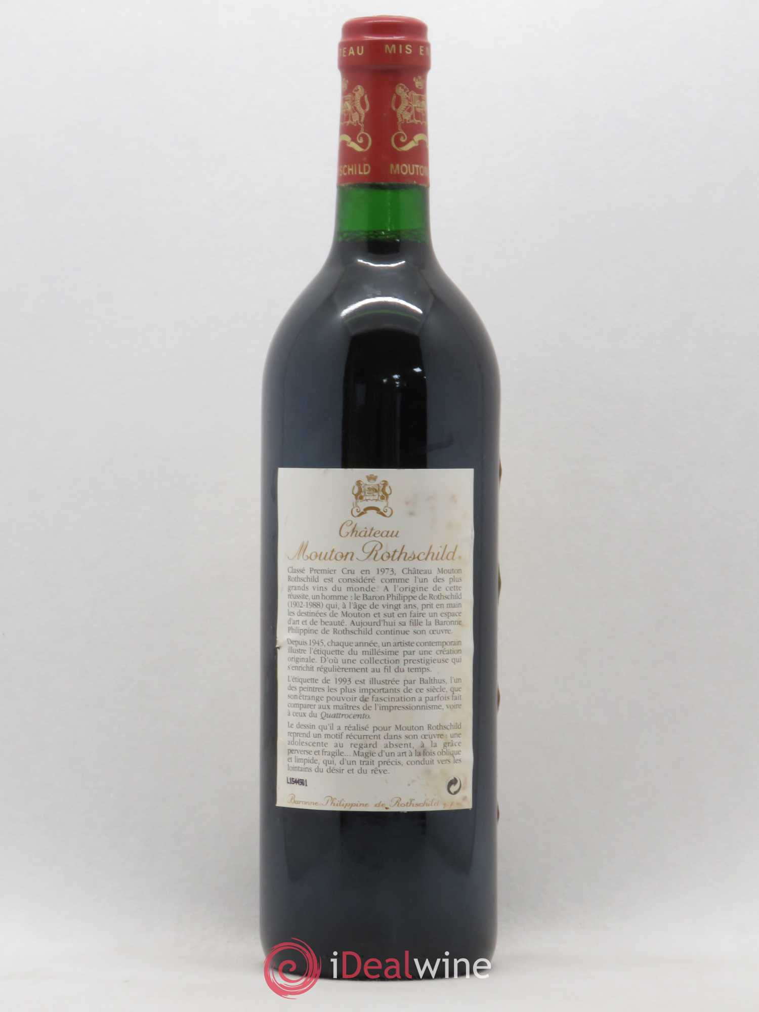 Château Mouton Rothschild 1er Grand Cru Classé 1993 - Lot de 1 bouteille - 1