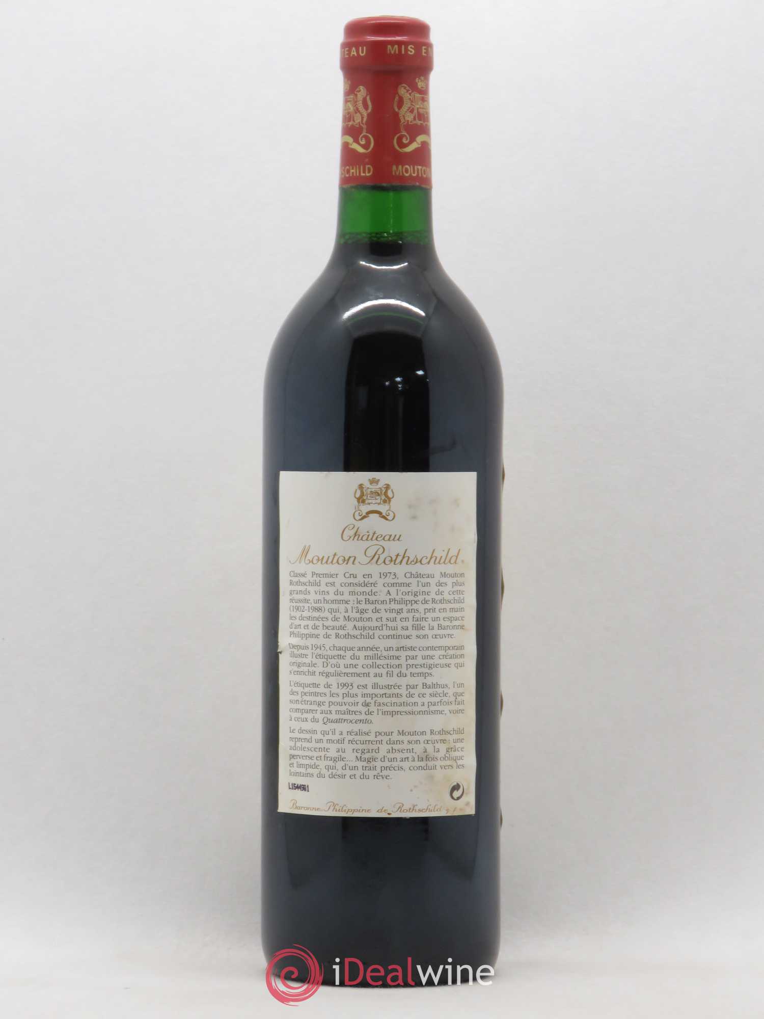 Château Mouton Rothschild 1er Grand Cru Classé 1993 - Lot de 1 bouteille - 1