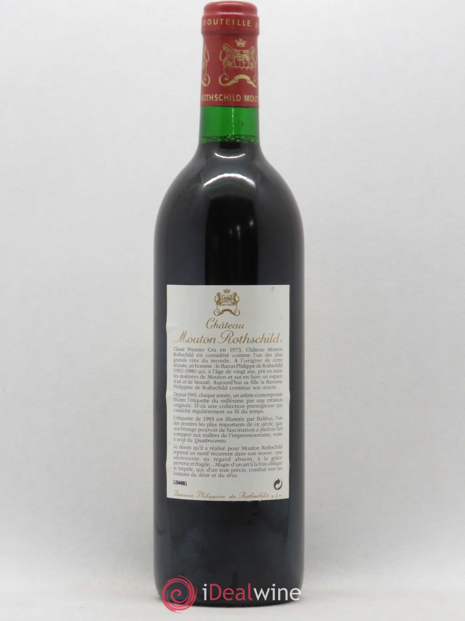 Château Mouton Rothschild 1er Grand Cru Classé 1993 - Lot de 1 bouteille - 1