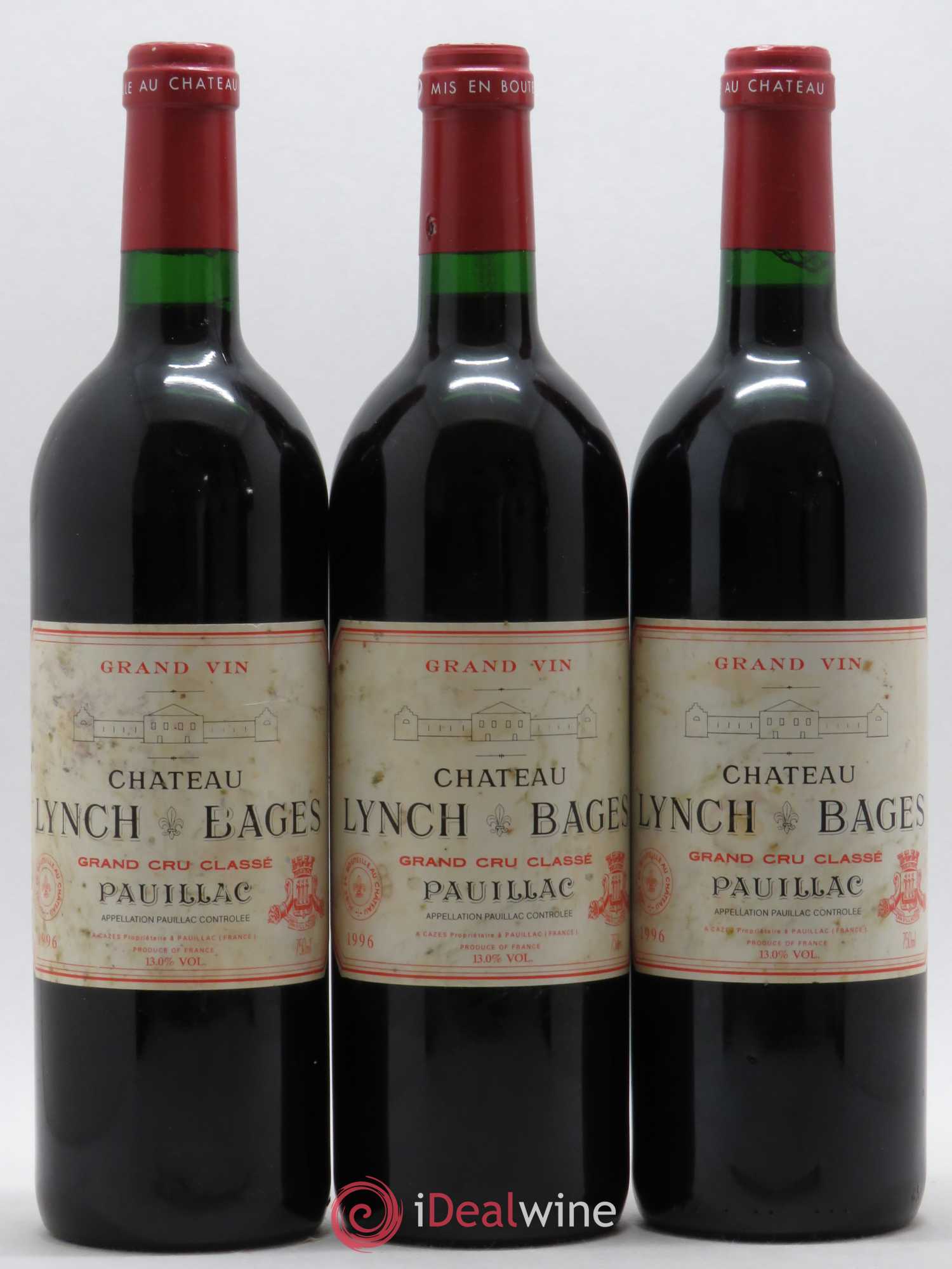 Château Lynch Bages 5ème Grand Cru Classé 1996 - Lot de 3 bouteilles - 0
