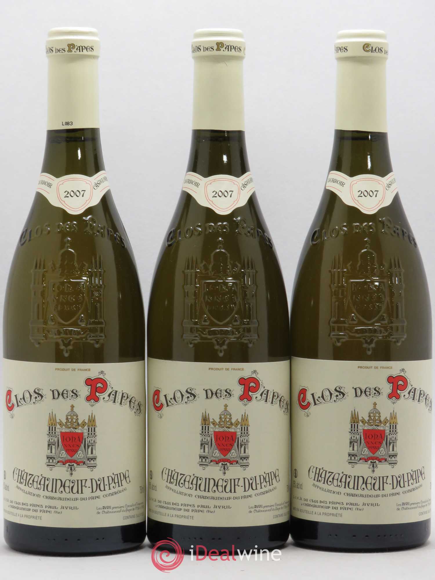 Châteauneuf-du-Pape Clos des Papes - Paul Avril 2007 - Lot de 3 bouteilles - 0