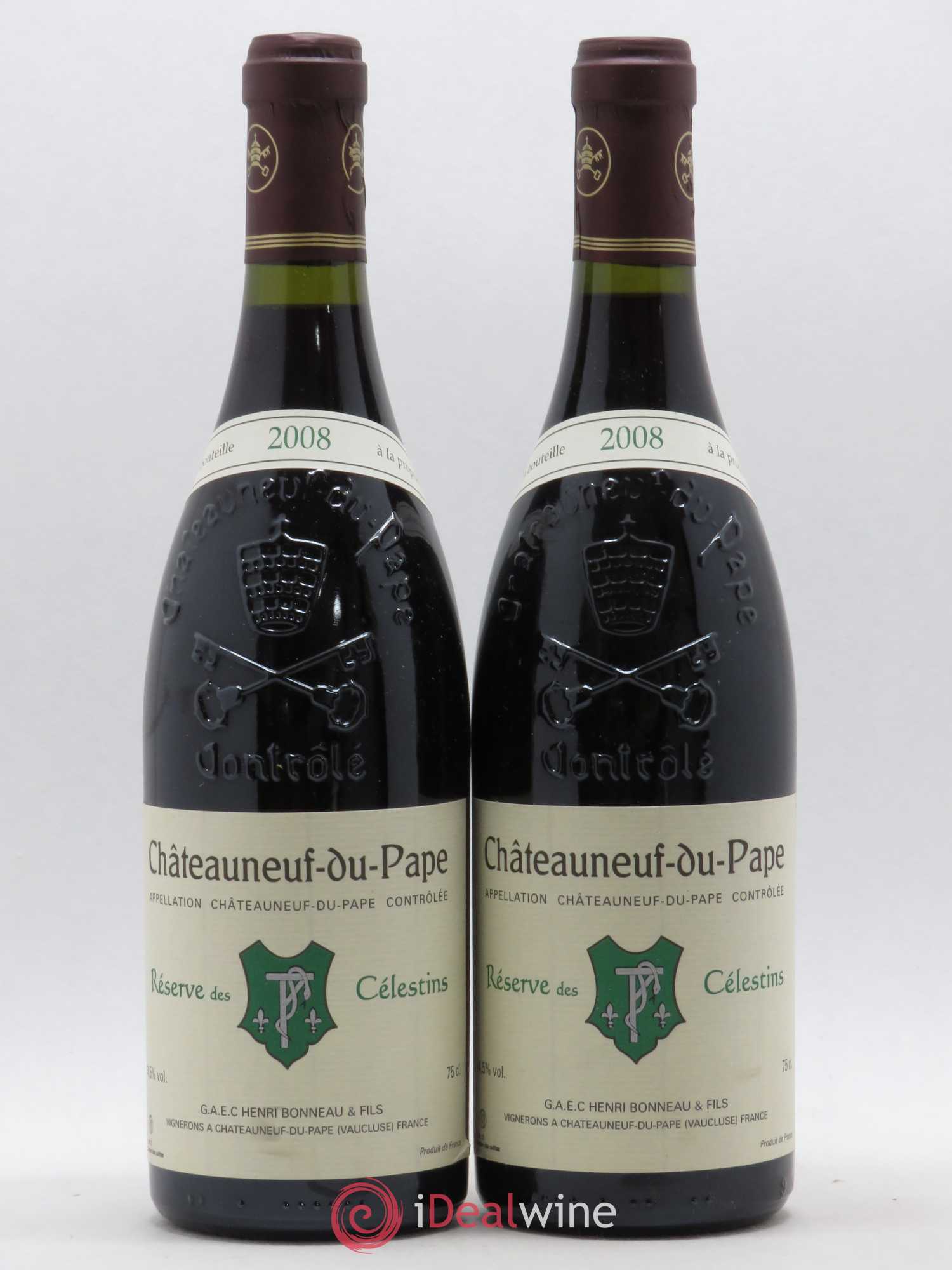Châteauneuf-du-Pape Réserve des Célestins Henri Bonneau & Fils 2008 - Lot de 2 bouteilles - 0