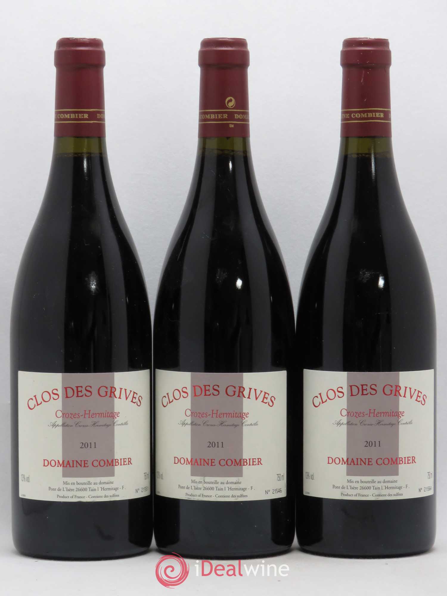 Crozes-Hermitage Clos des Grives Combier 2011 - Lot de 3 bouteilles - 0