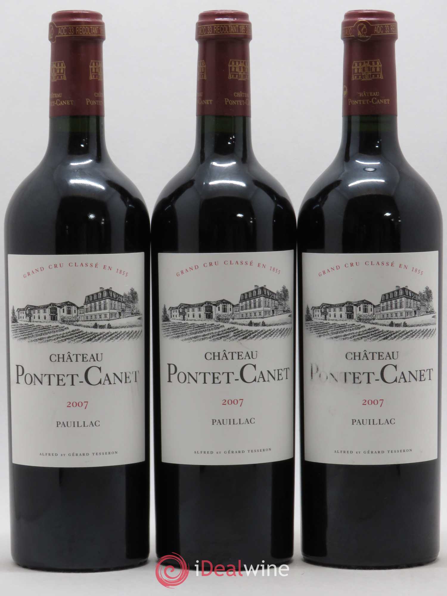 Château Pontet Canet 5ème Grand Cru Classé 2007 - Lot de 3 bouteilles - 0