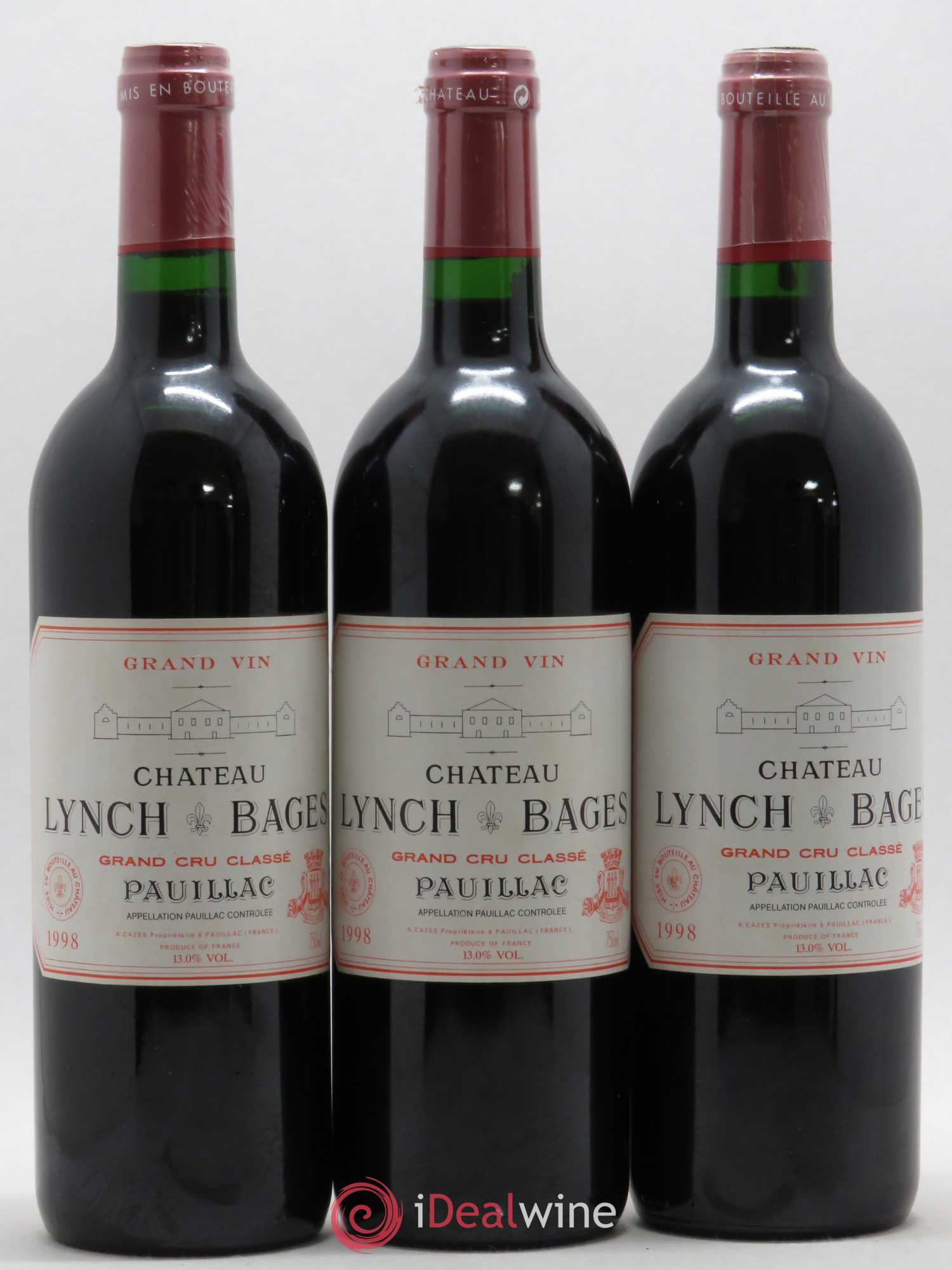 Château Lynch Bages 5ème Grand Cru Classé (sans prix de réserve) 1998 - Lot de 3 bouteilles - 0