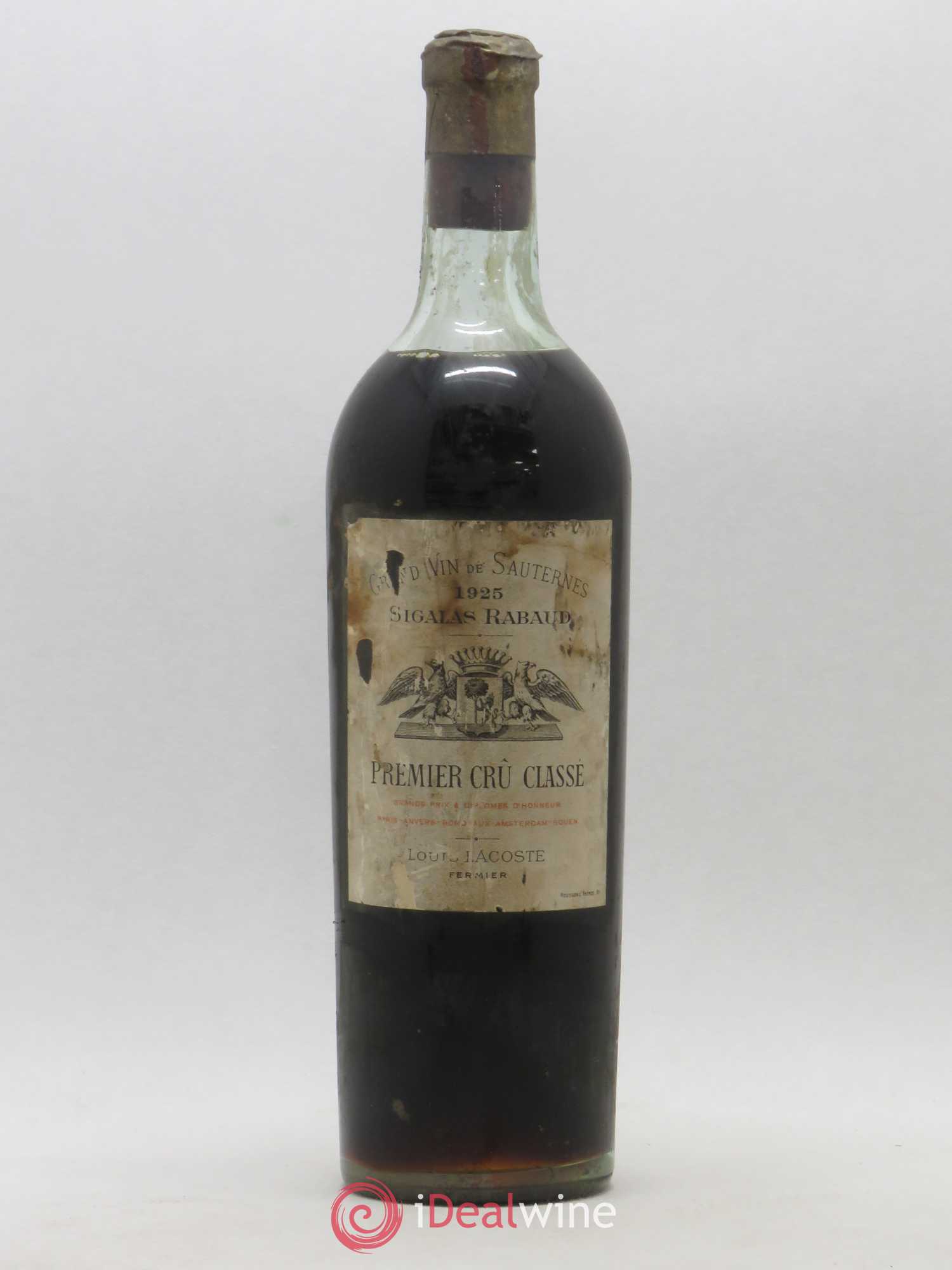 Château Sigalas Rabaud 1er Grand Cru Classé 1925 - Posten von 1 Flasche - 0