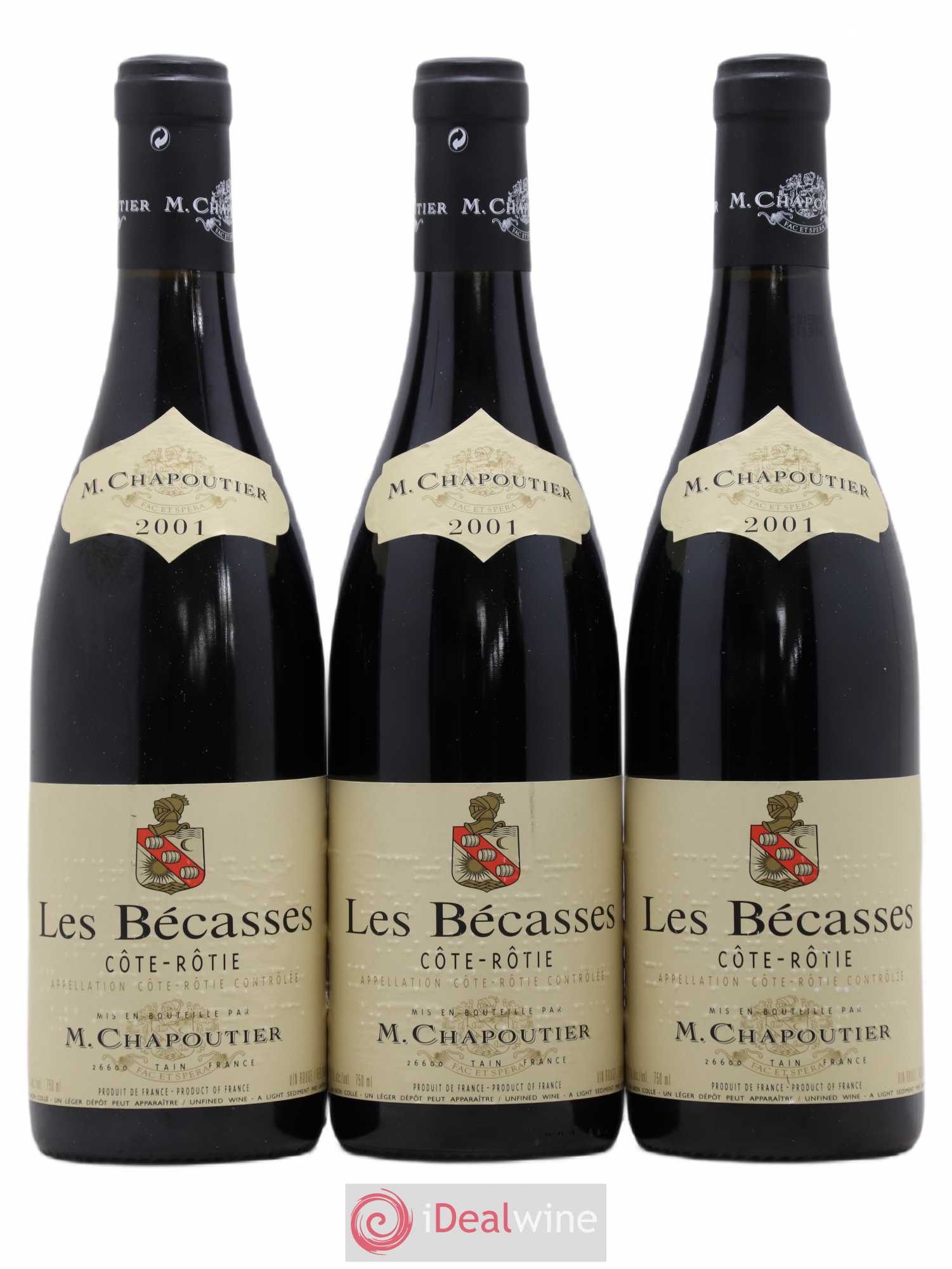 Côte-Rôtie Les Bécasses Chapoutier 2001 - Lot de 3 bouteilles - 0