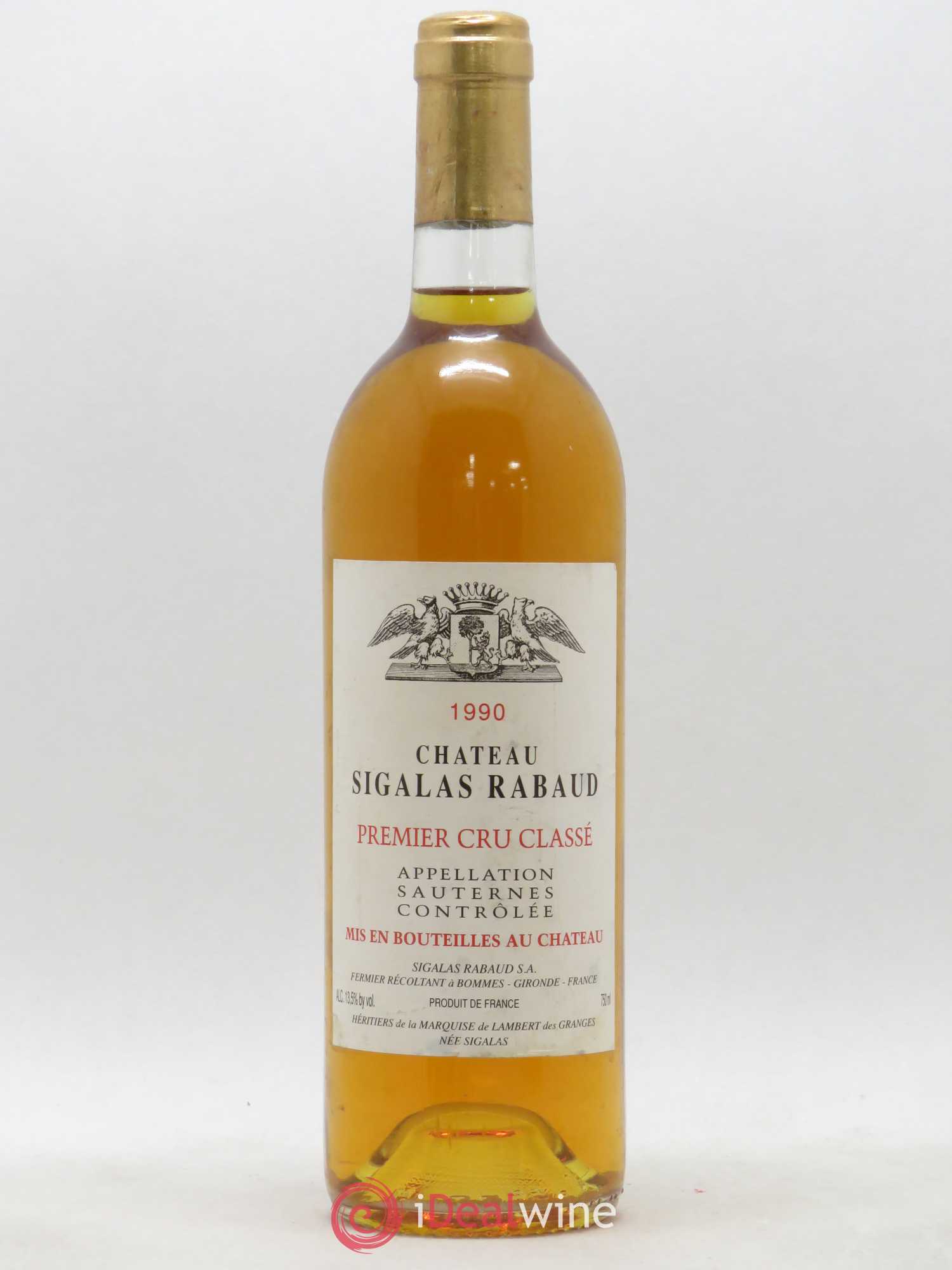 Château Sigalas Rabaud 1er Grand Cru Classé 1990 - Lot de 1 bouteille - 0