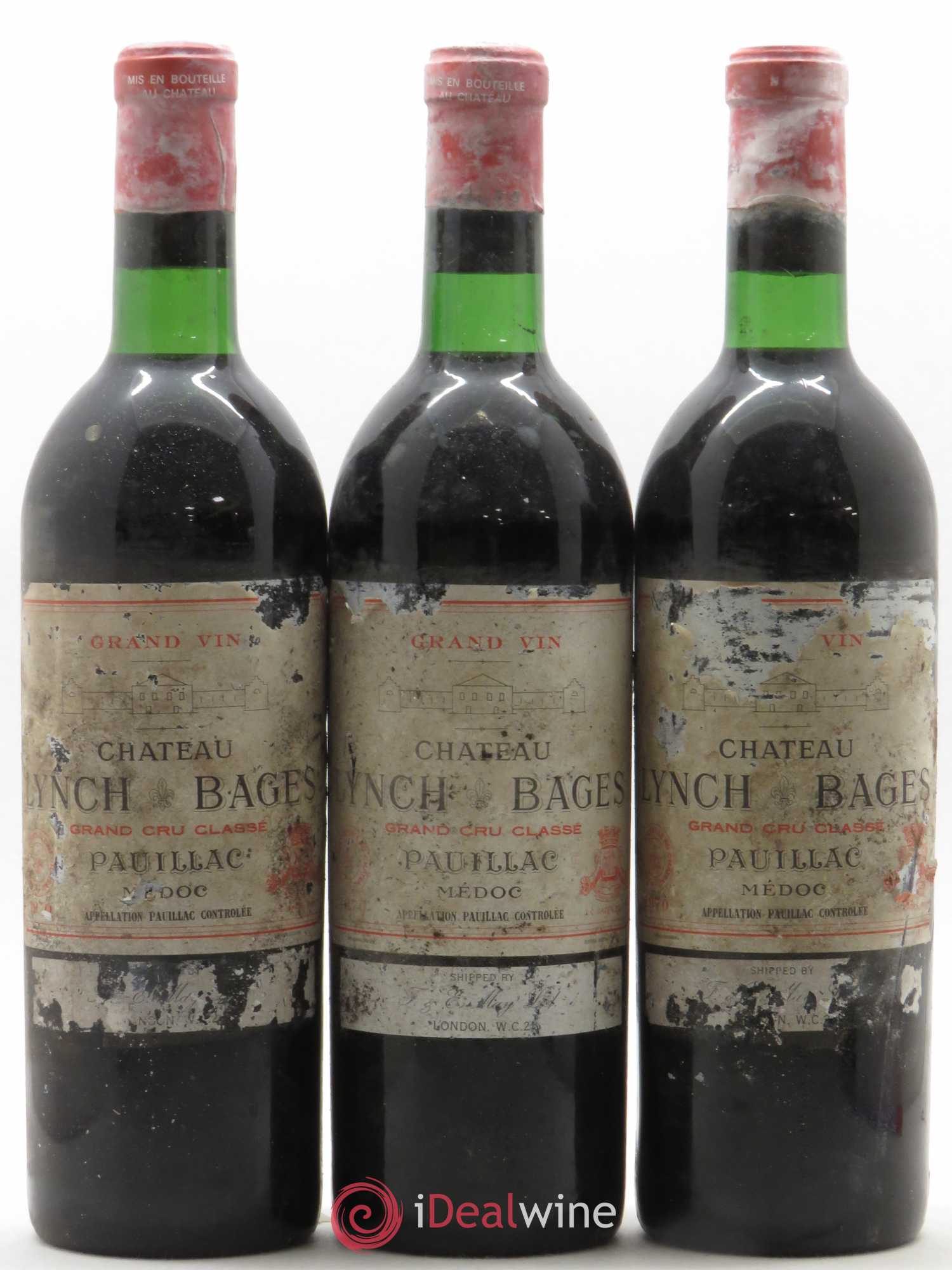 Château Lynch Bages 5ème Grand Cru Classé 1970 - Lot de 3 bouteilles - 0