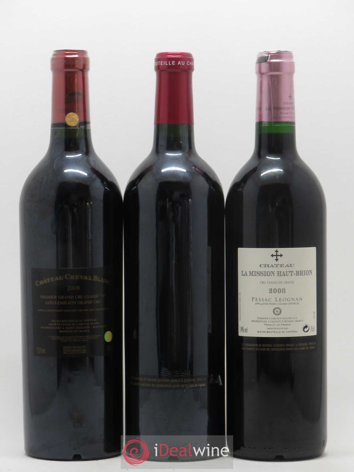 Caisse Collection Duclot 1 Petrus - 1 Mouton Rothschild - 1 Lafite Rothschild - 1 Margaux - 1 Haut Brion - 1 La Mission Haut Brion - 1 Cheval Blanc - 1 Latour - 1 Yquem 2008 - Lot de 9 bouteilles - 6