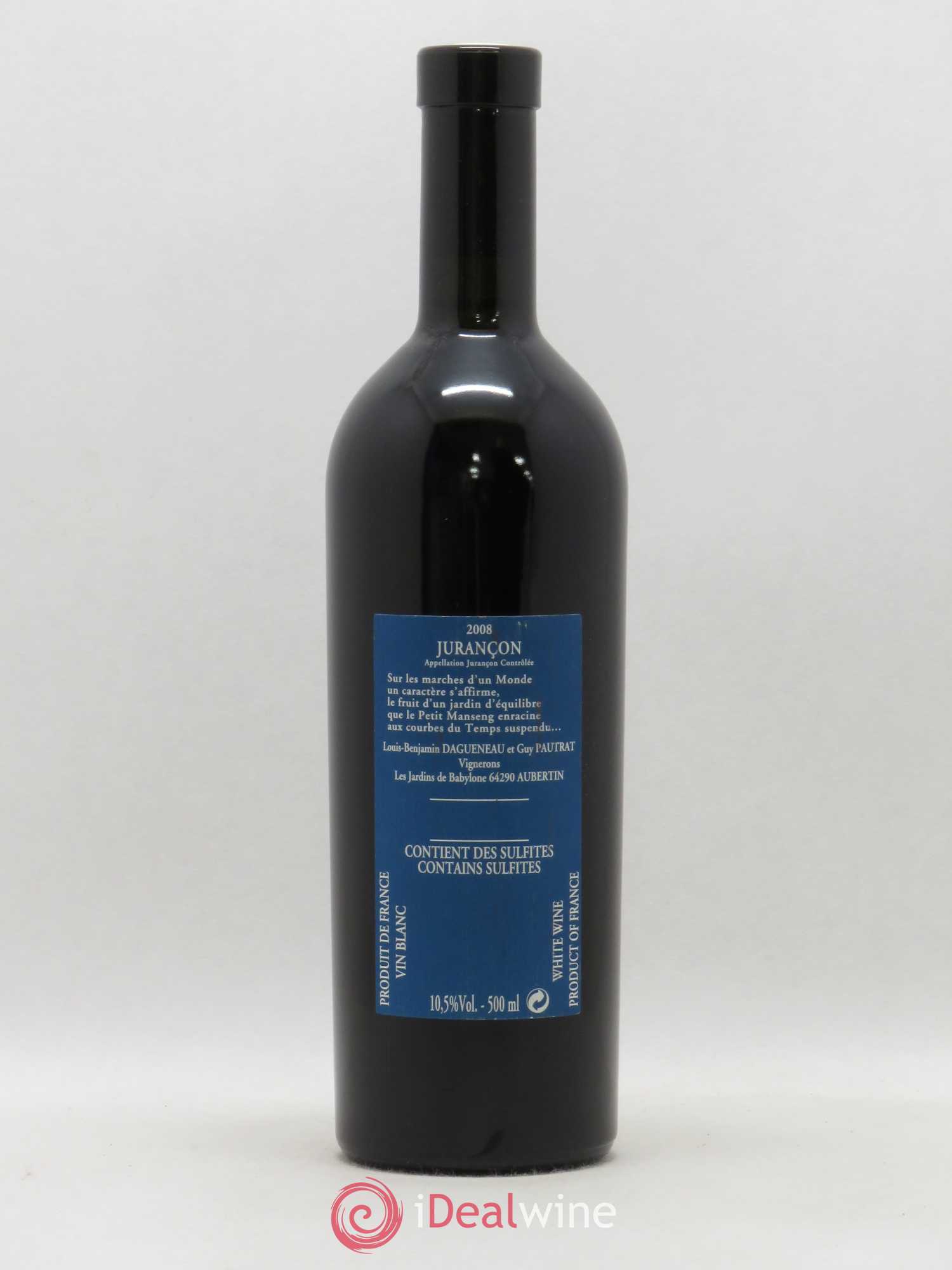 Vin de France (anciennement Jurançon) Jardins de Babylone Didier Dagueneau 50cl 2008 - Lot de 1 bouteille - 1
