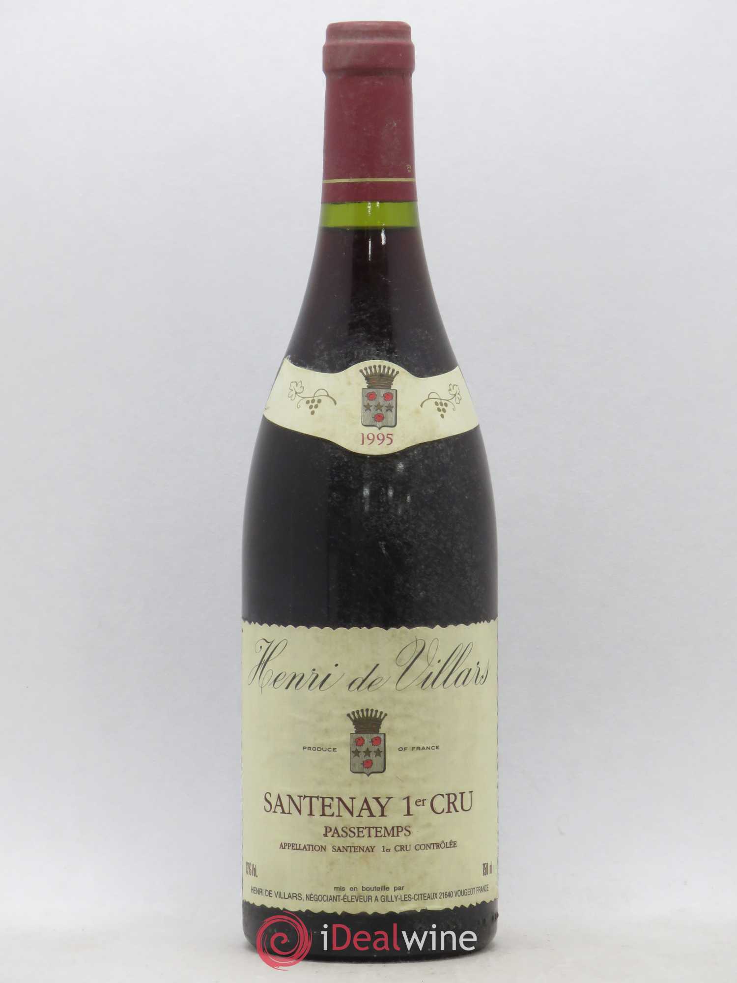 Santenay 1er Cru Passetemps Domaine Henri de Villars 1995 - Posten von 1 Flasche - 0