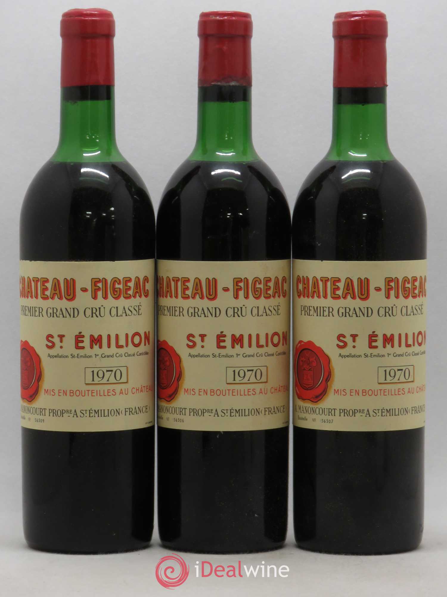Château Figeac 1er Grand Cru Classé A 1970 - Lot de 3 bouteilles - 0