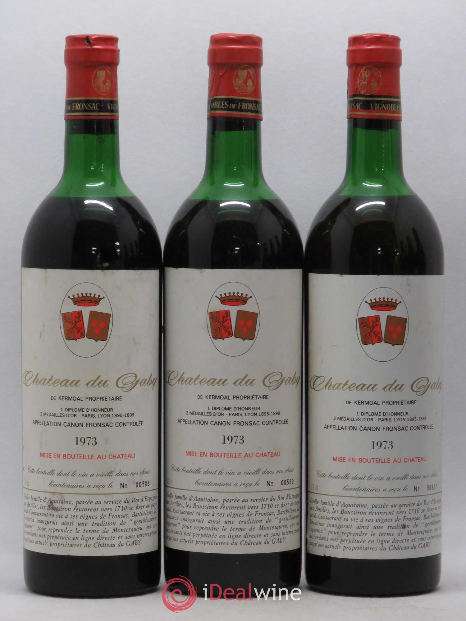 Canon-Fronsac Château du Gaby 1973 - Posten von 6 Flaschen - 1