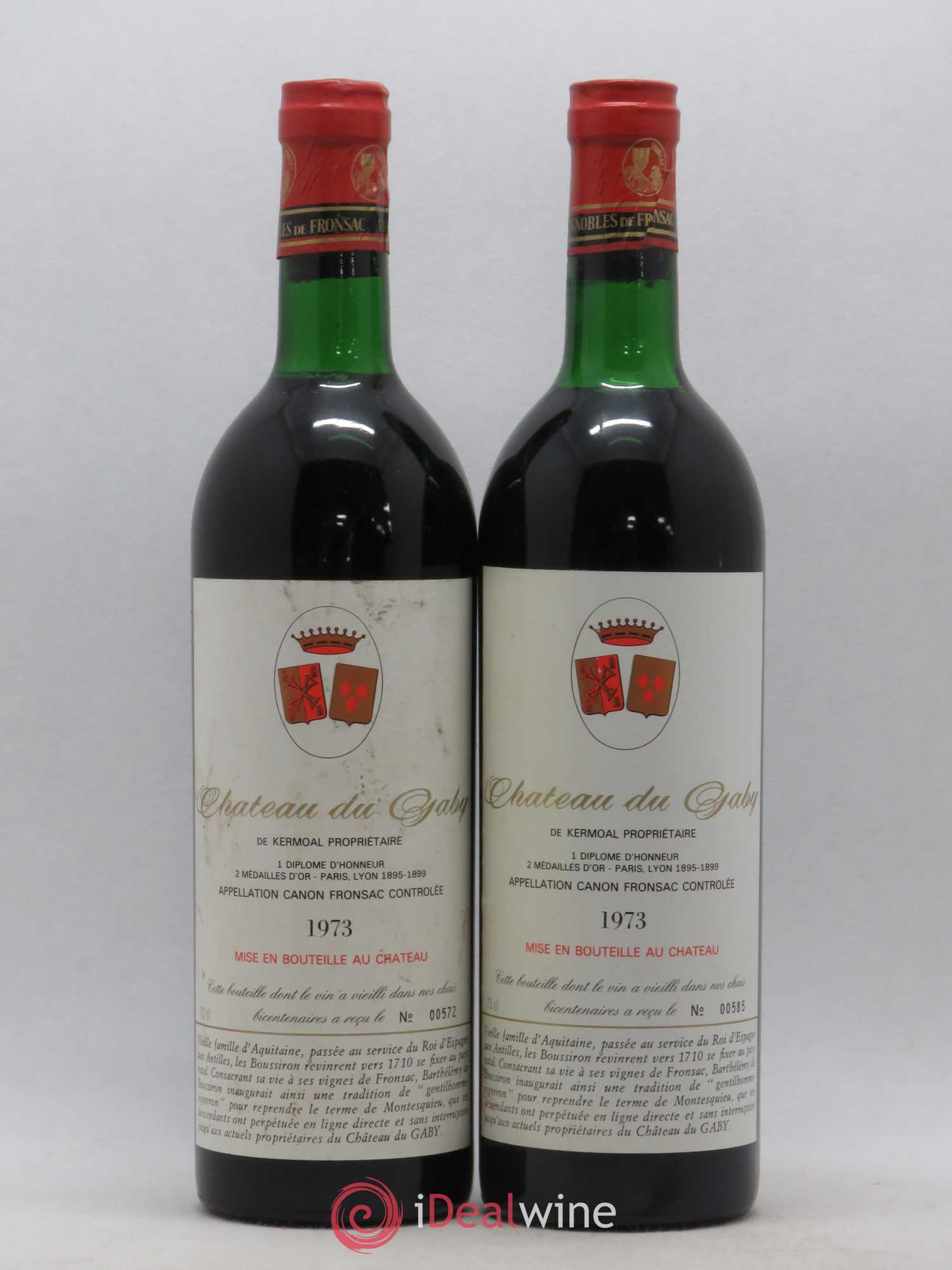 Canon-Fronsac Château du Gaby 1973 - Posten von 2 Flaschen - 0