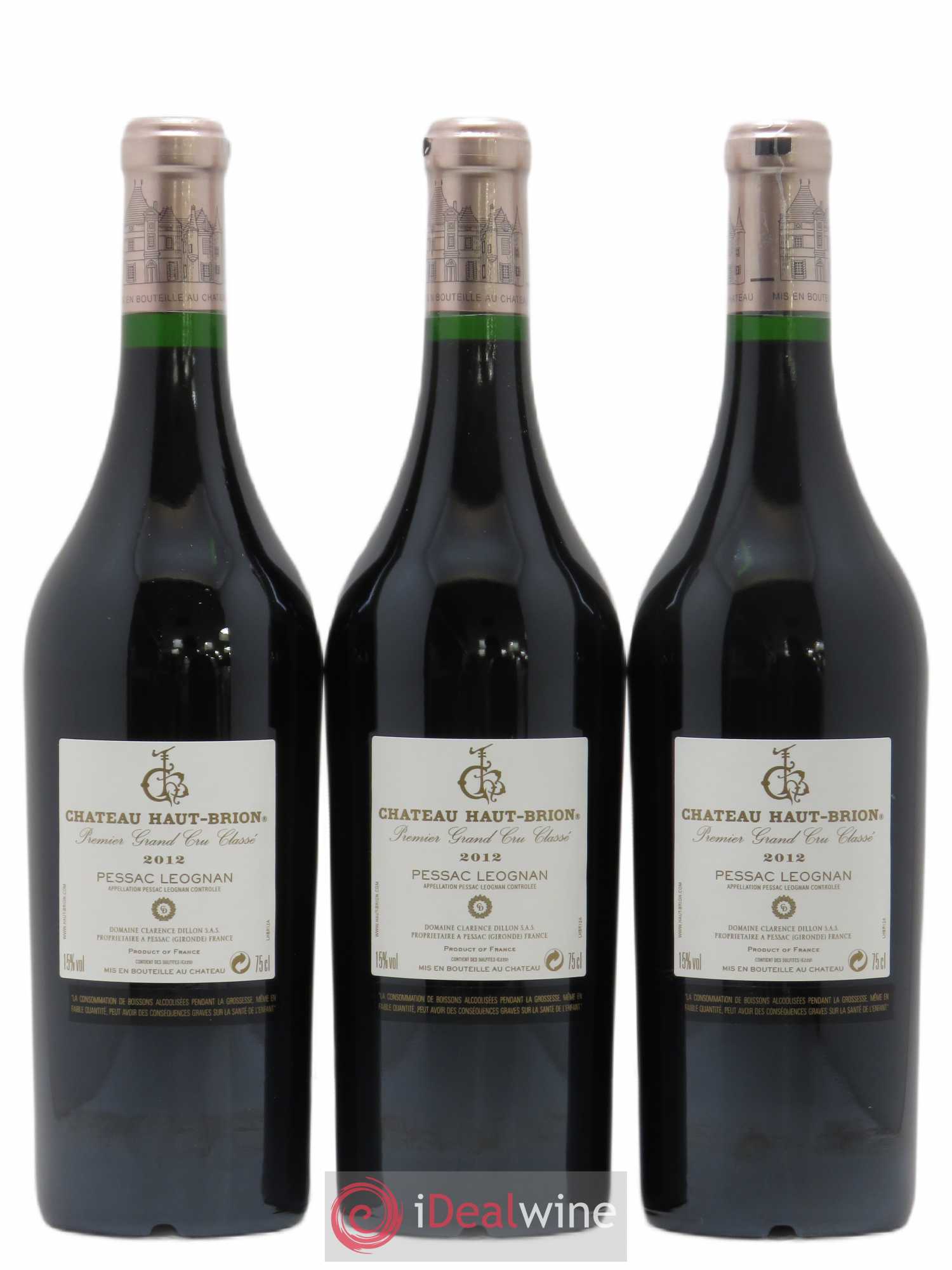 Château Haut Brion 1er Grand Cru Classé 2012 - Lot de 3 bouteilles - 1