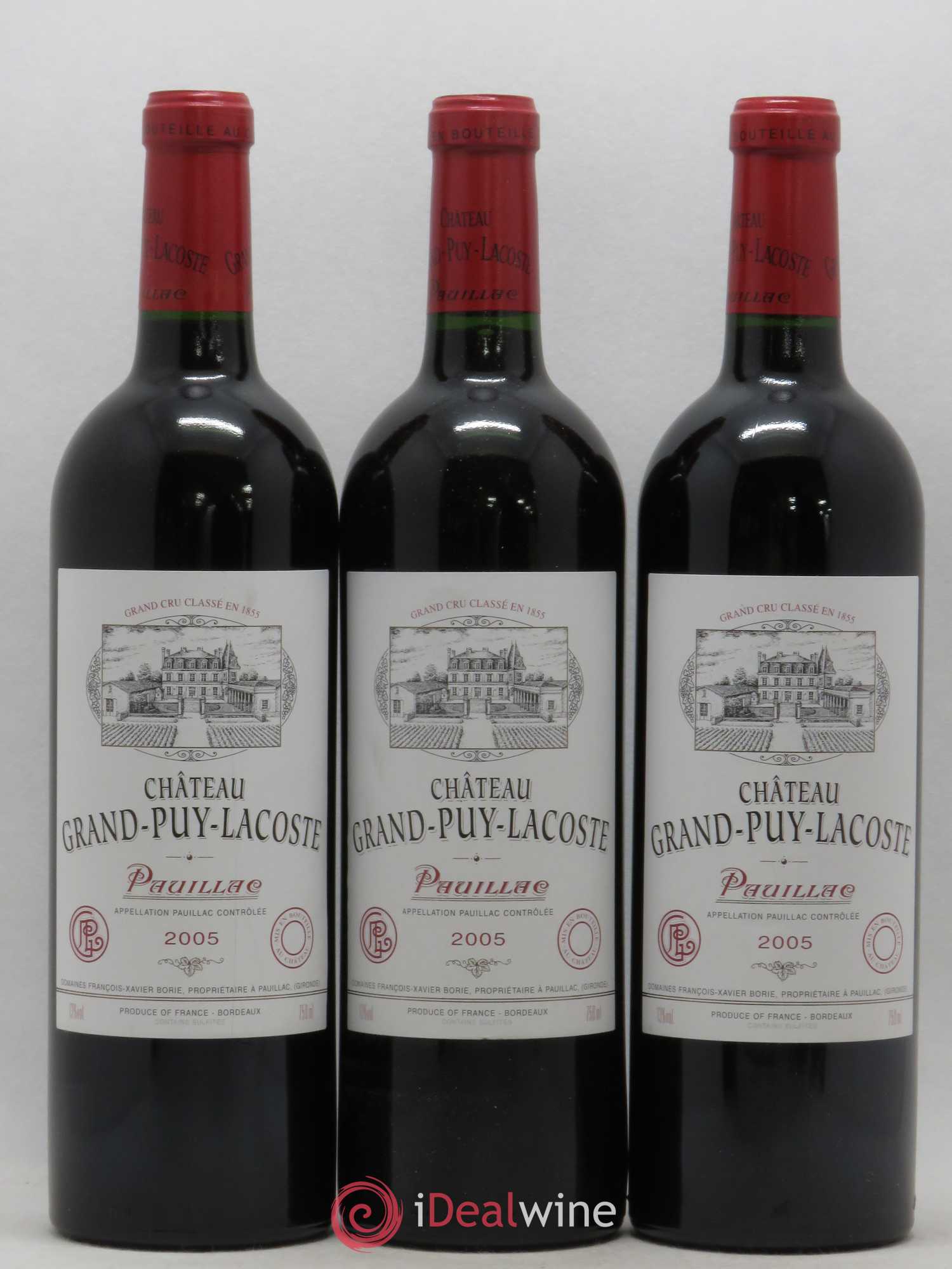 Château Grand Puy Lacoste 5ème Grand Cru Classé 2005 - Lot de 3 bouteilles - 0