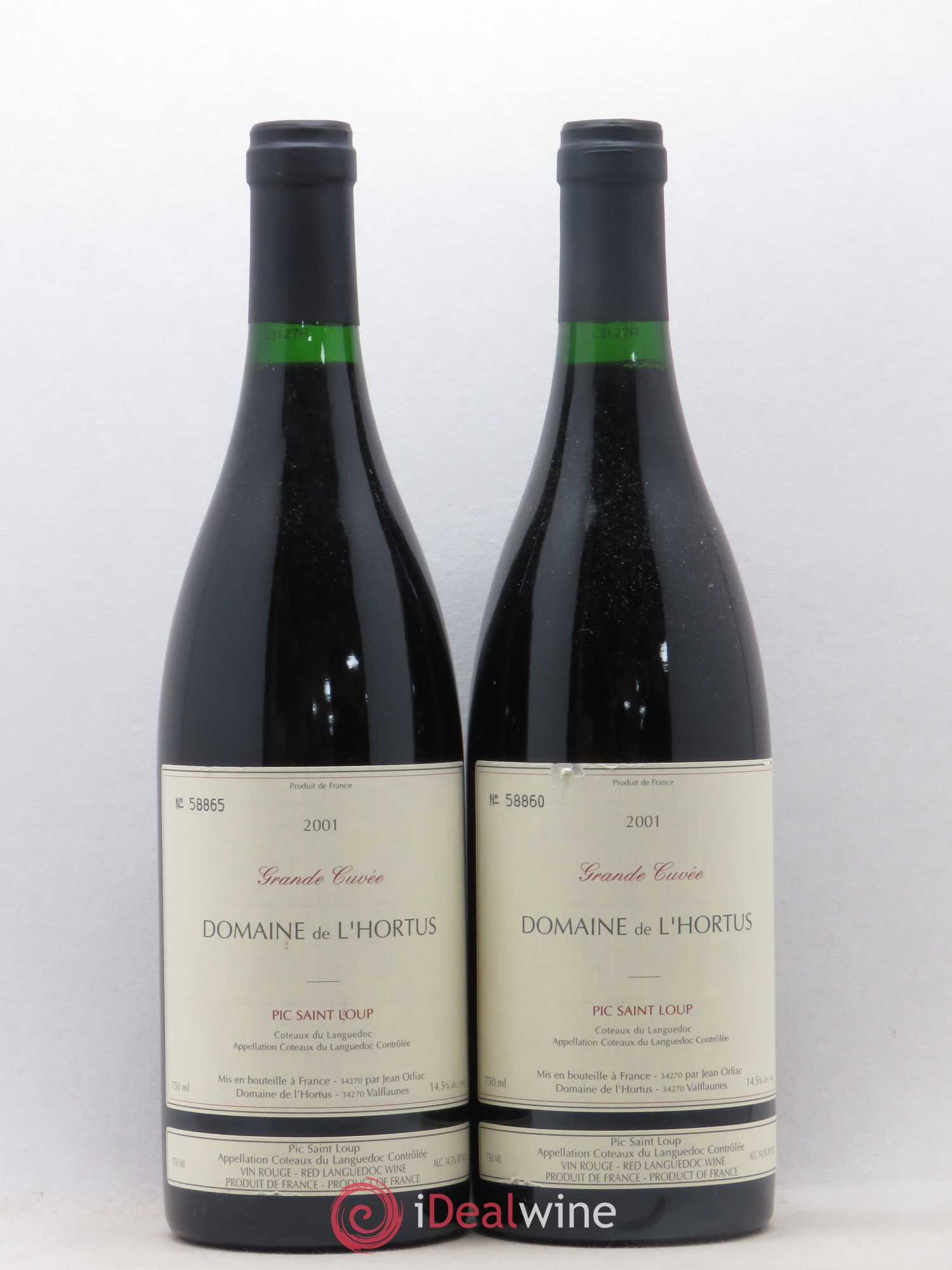 Pic Saint-Loup Domaine de L'Hortus Grande Cuvée Famille Orliac 2001 - Lot de 2 bouteilles - 0