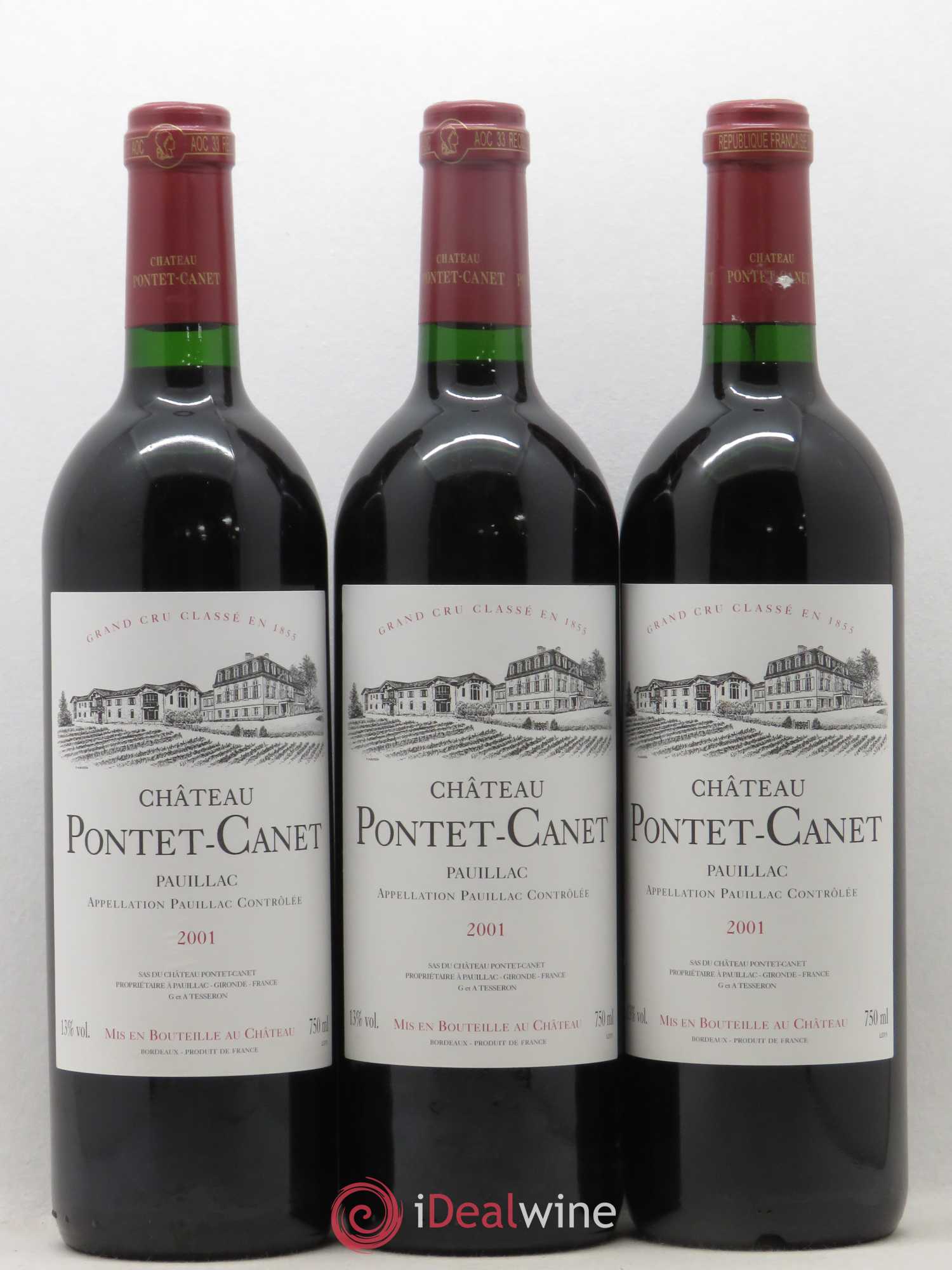 Château Pontet Canet 5ème Grand Cru Classé 2001 - Lot de 12 bouteilles - 1