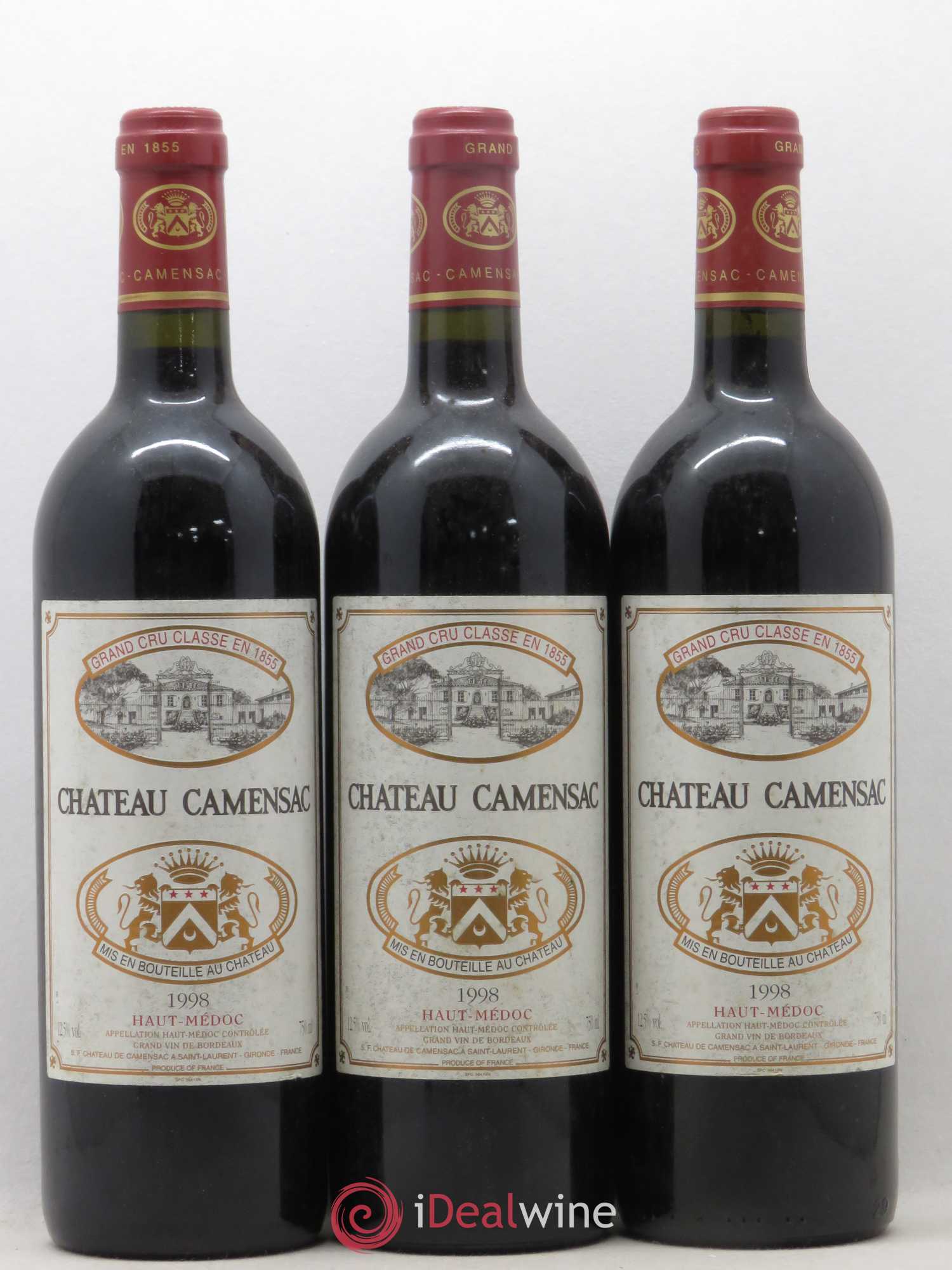 Château Camensac 5ème Grand Cru Classé 1998 - Lot de 3 bouteilles - 0