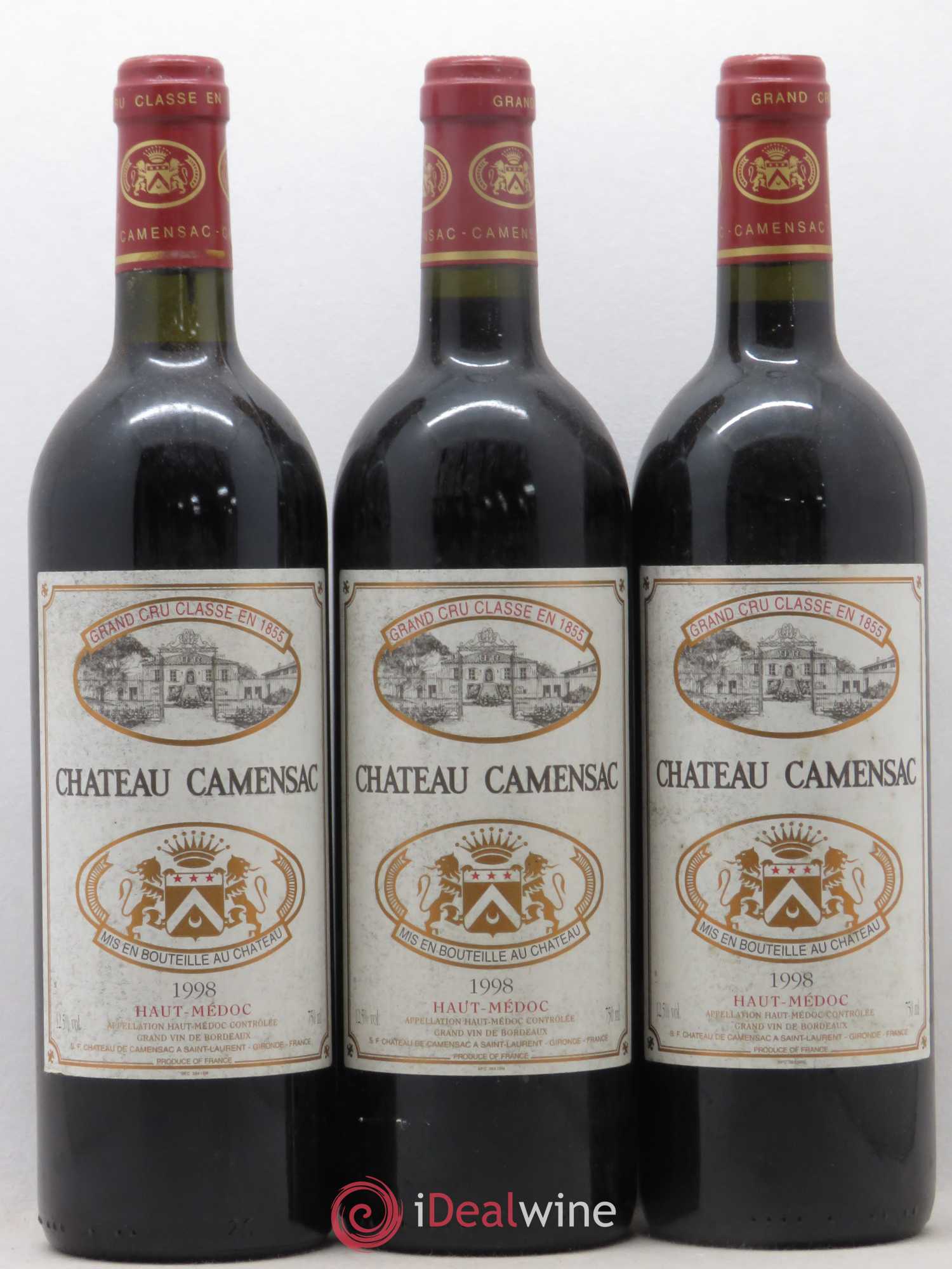Château Camensac 5ème Grand Cru Classé 1998 - Lot de 3 bouteilles - 0